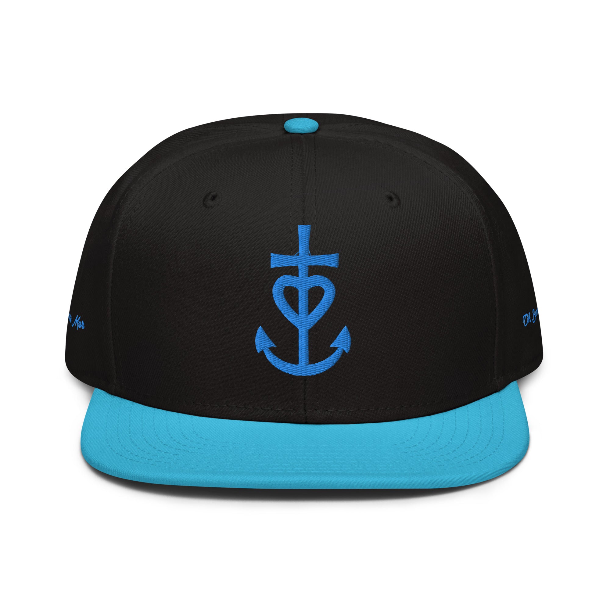 Casquette Snapback Otto Cap bicolore Croix de Camargue Oh Bonne Mer brodé Aqua sur 3 côtés