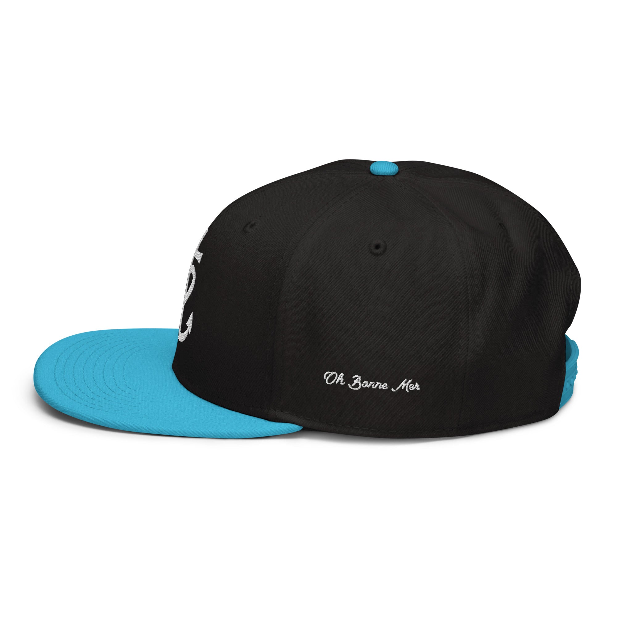 Casquette Snapback Otto Cap bicolore Croix de Camargue Oh Bonne Mer brodé blanc sur 3 côtés