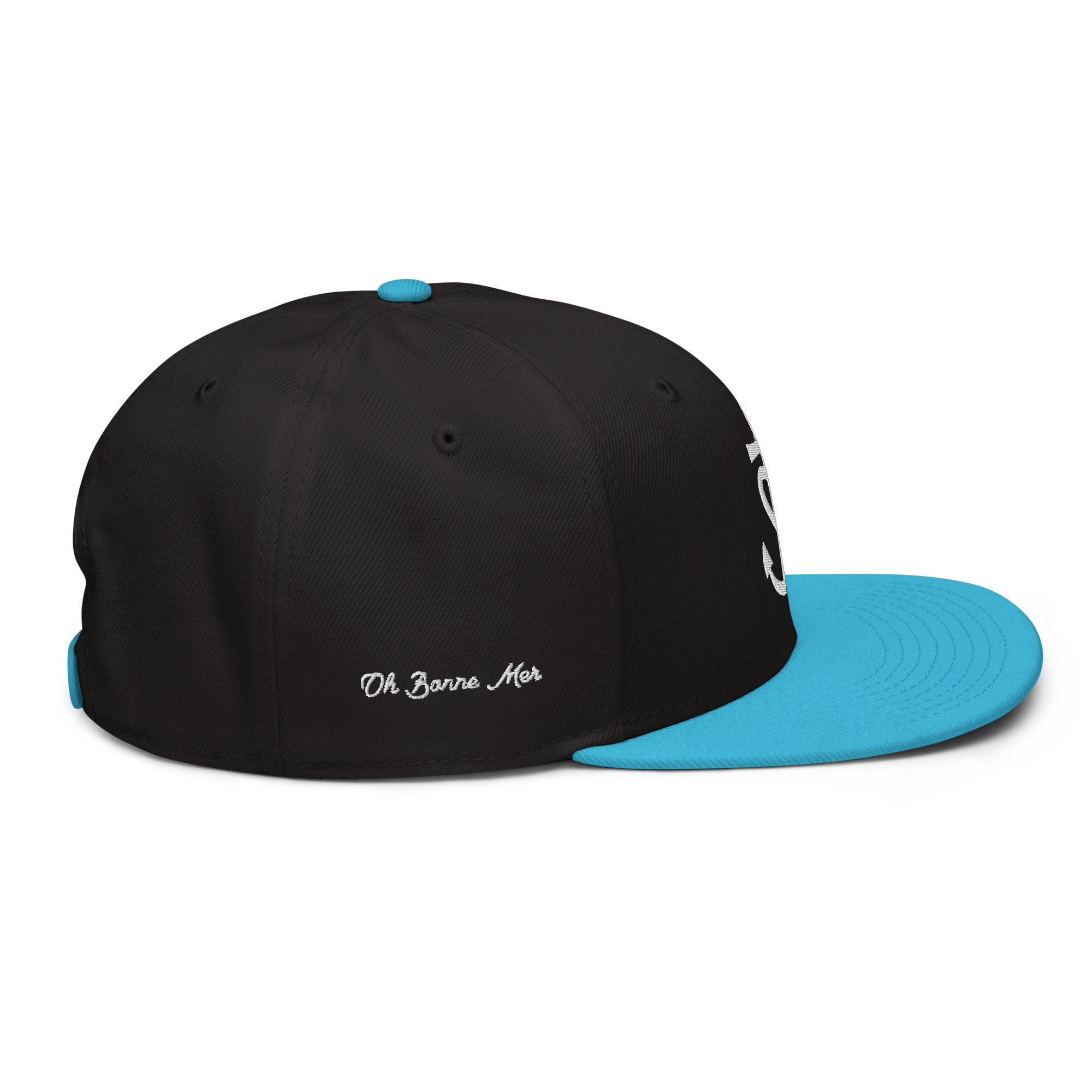 Casquette Snapback Otto Cap bicolore Croix de Camargue Oh Bonne Mer brodé blanc sur 3 côtés