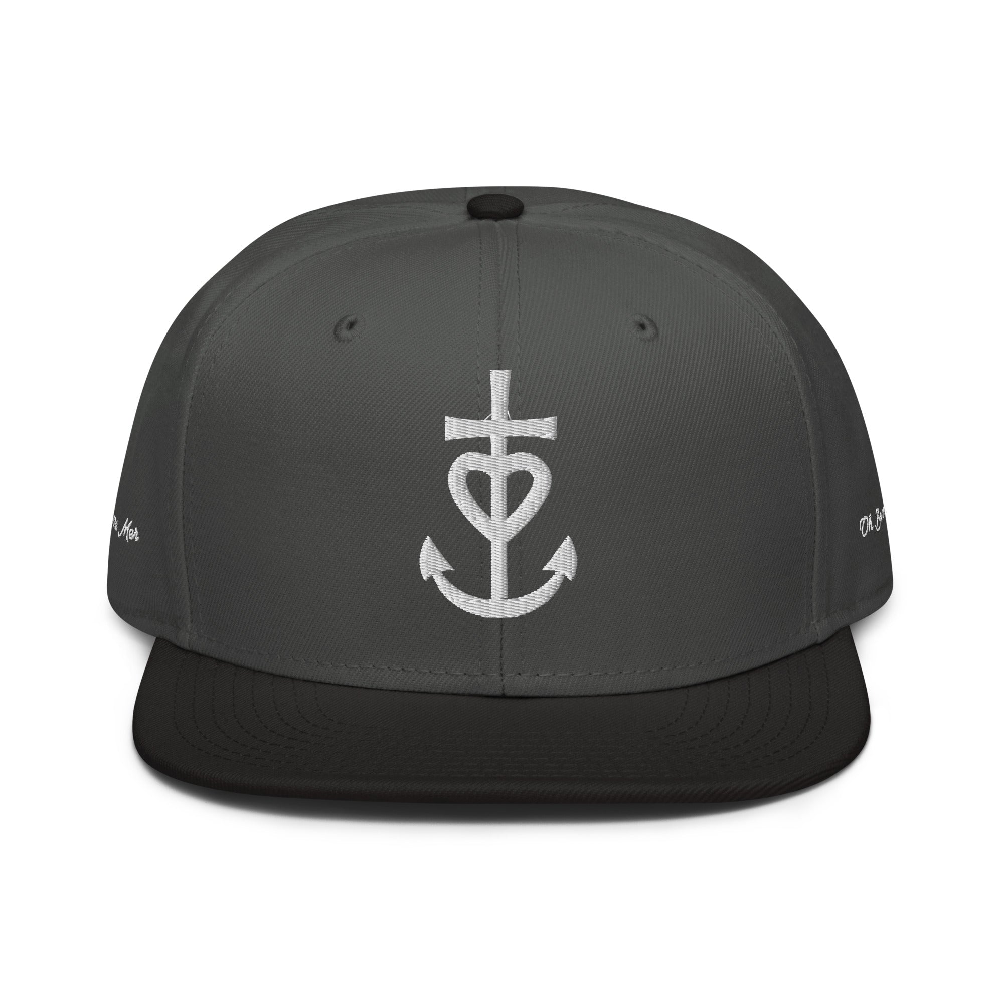Casquette Snapback Otto Cap bicolore Croix de Camargue Oh Bonne Mer brodé blanc sur 3 côtés