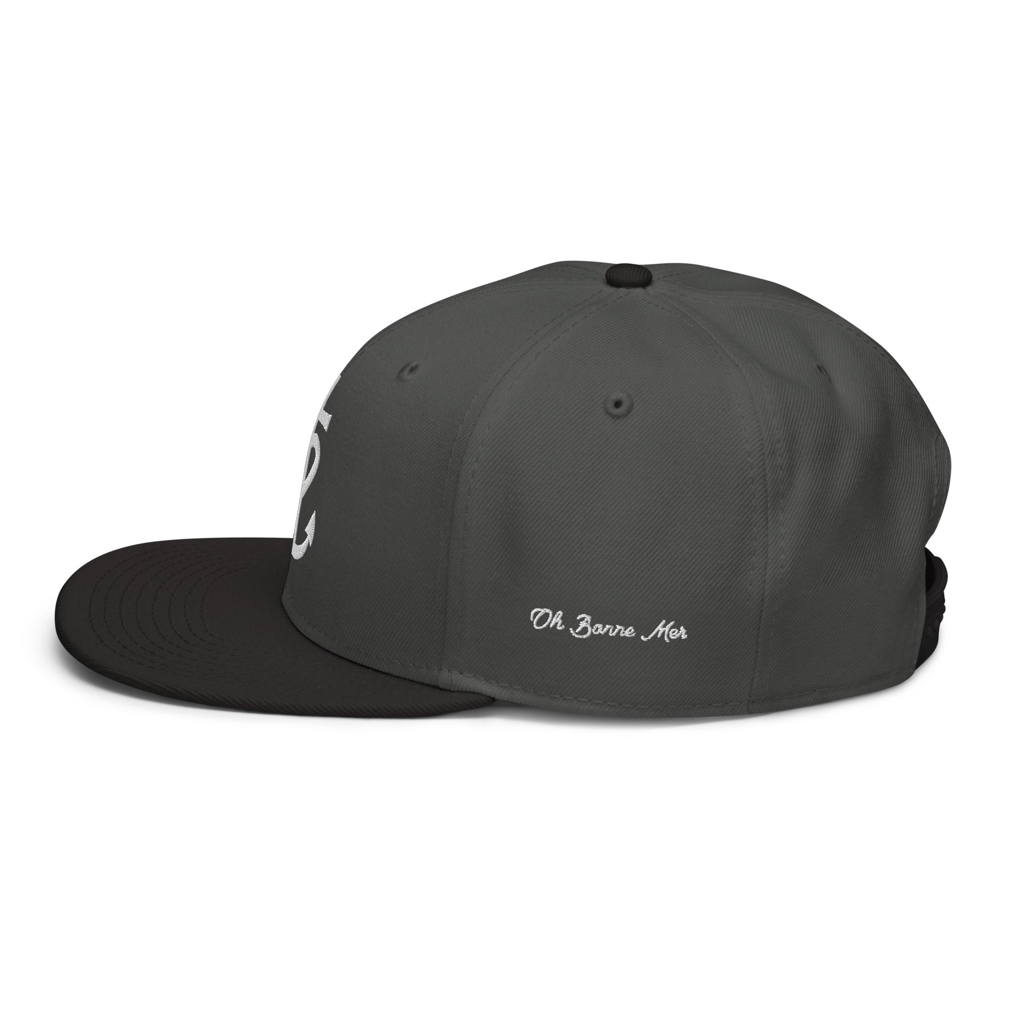 Casquette Snapback Otto Cap bicolore Croix de Camargue Oh Bonne Mer brodé blanc sur 3 côtés