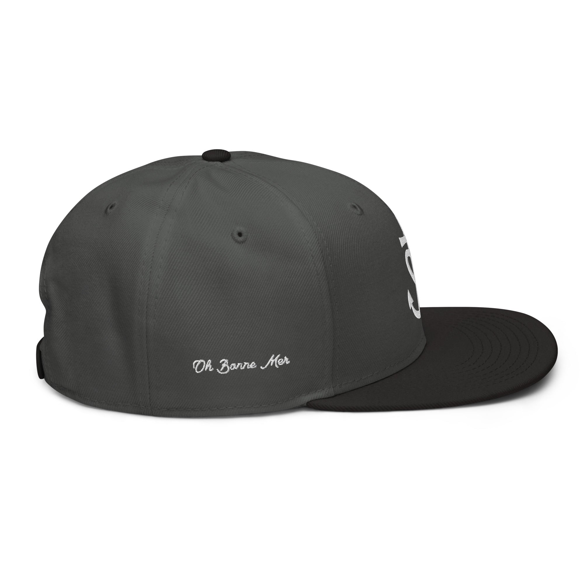 Casquette Snapback Otto Cap bicolore Croix de Camargue Oh Bonne Mer brodé blanc sur 3 côtés