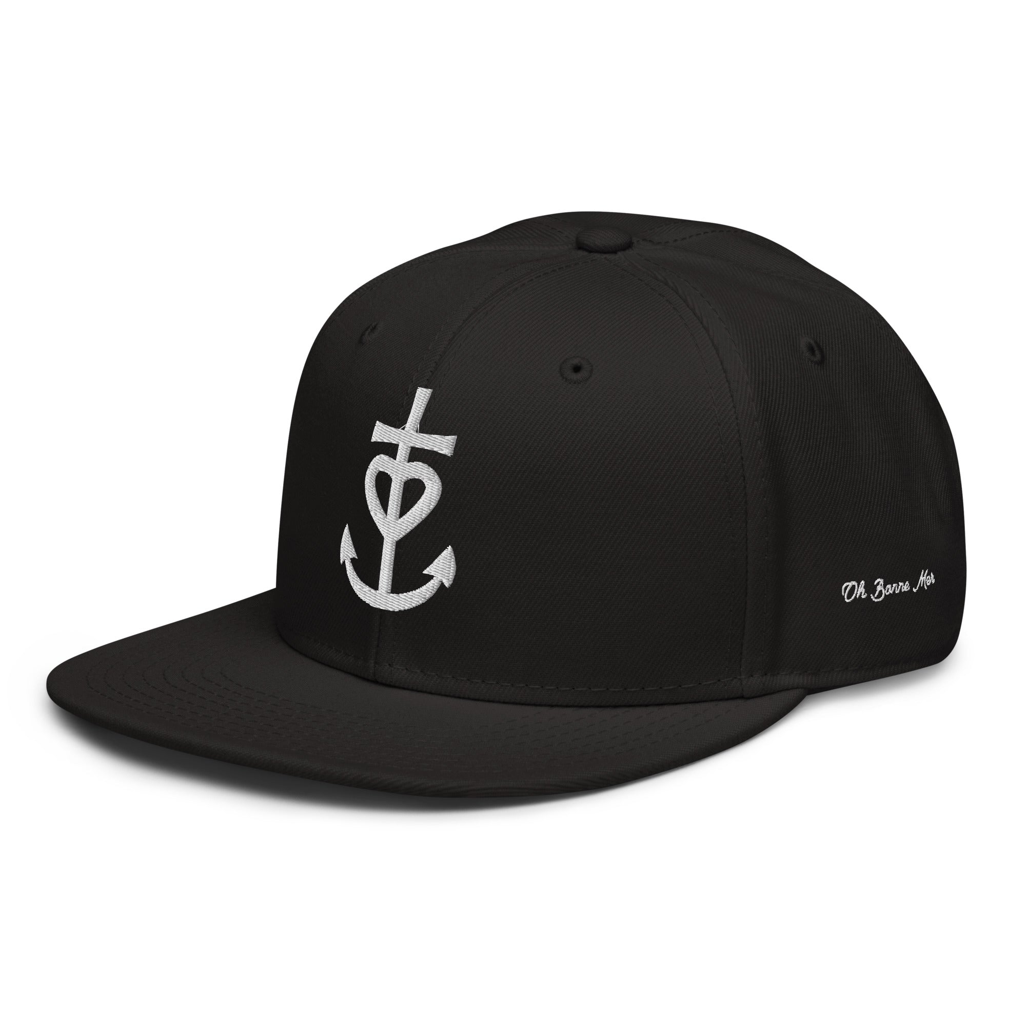 Casquette Snapback Otto Cap Croix de Camargue Oh Bonne Mer brodé blanc sur 3 côtés