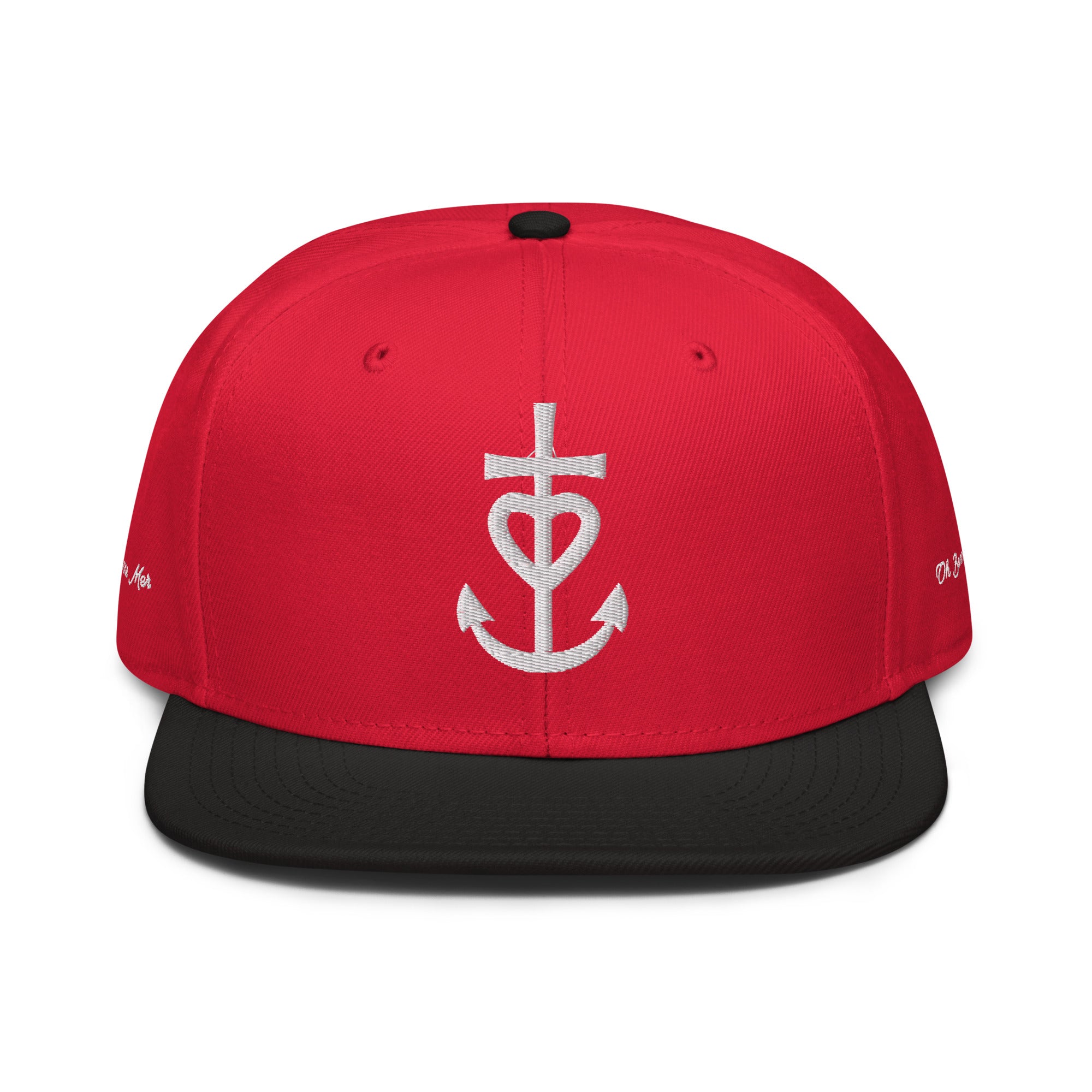 Casquette Snapback Otto Cap bicolore Croix de Camargue Oh Bonne Mer brodé blanc sur 3 côtés