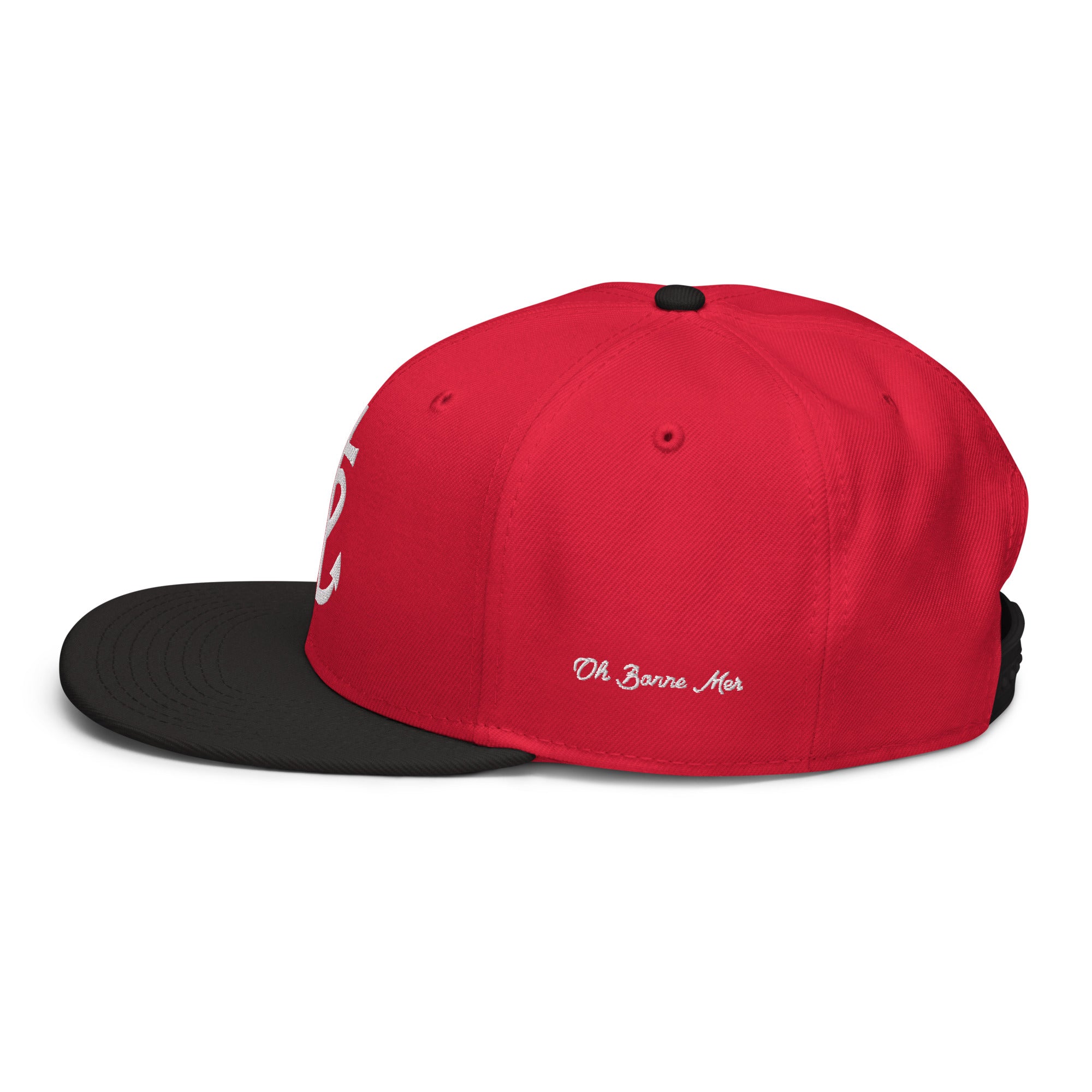 Casquette Snapback Otto Cap bicolore Croix de Camargue Oh Bonne Mer brodé blanc sur 3 côtés