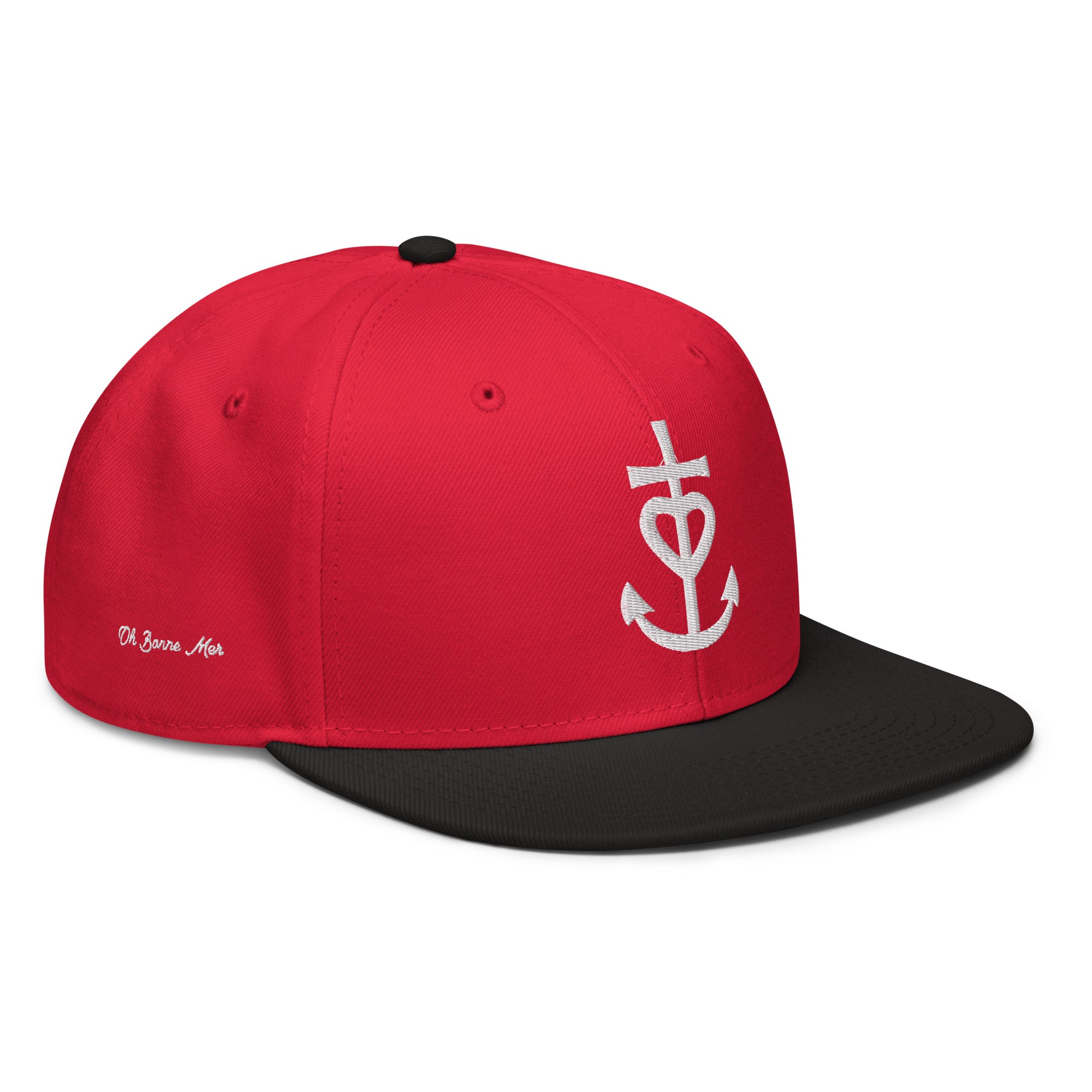 Casquette Snapback Otto Cap bicolore Croix de Camargue Oh Bonne Mer brodé blanc sur 3 côtés