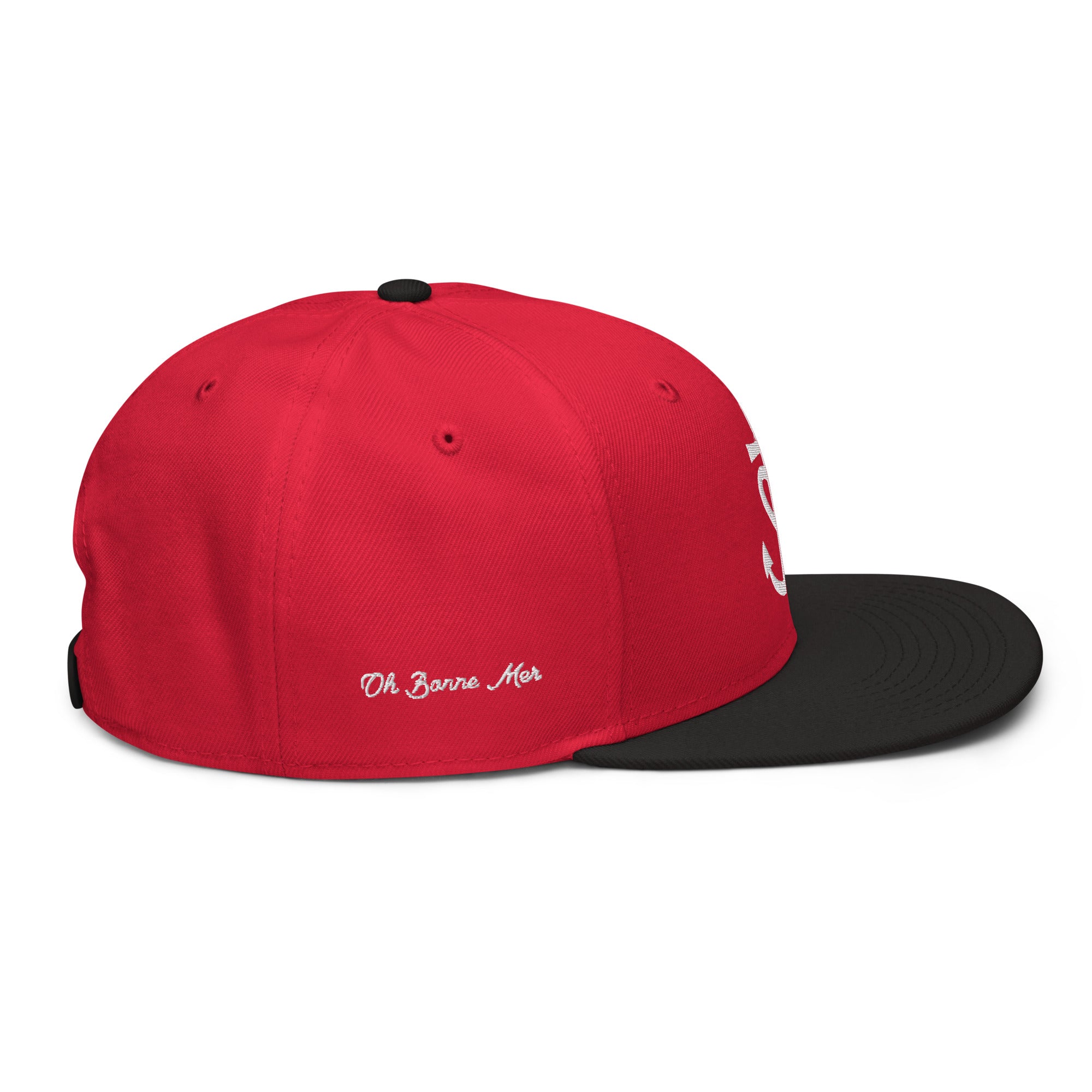 Casquette Snapback Otto Cap bicolore Croix de Camargue Oh Bonne Mer brodé blanc sur 3 côtés