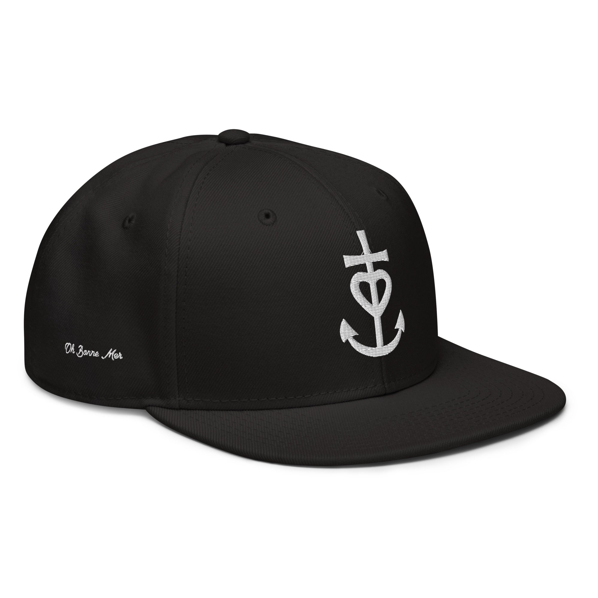 Casquette Snapback Otto Cap Croix de Camargue Oh Bonne Mer brodé blanc sur 3 côtés