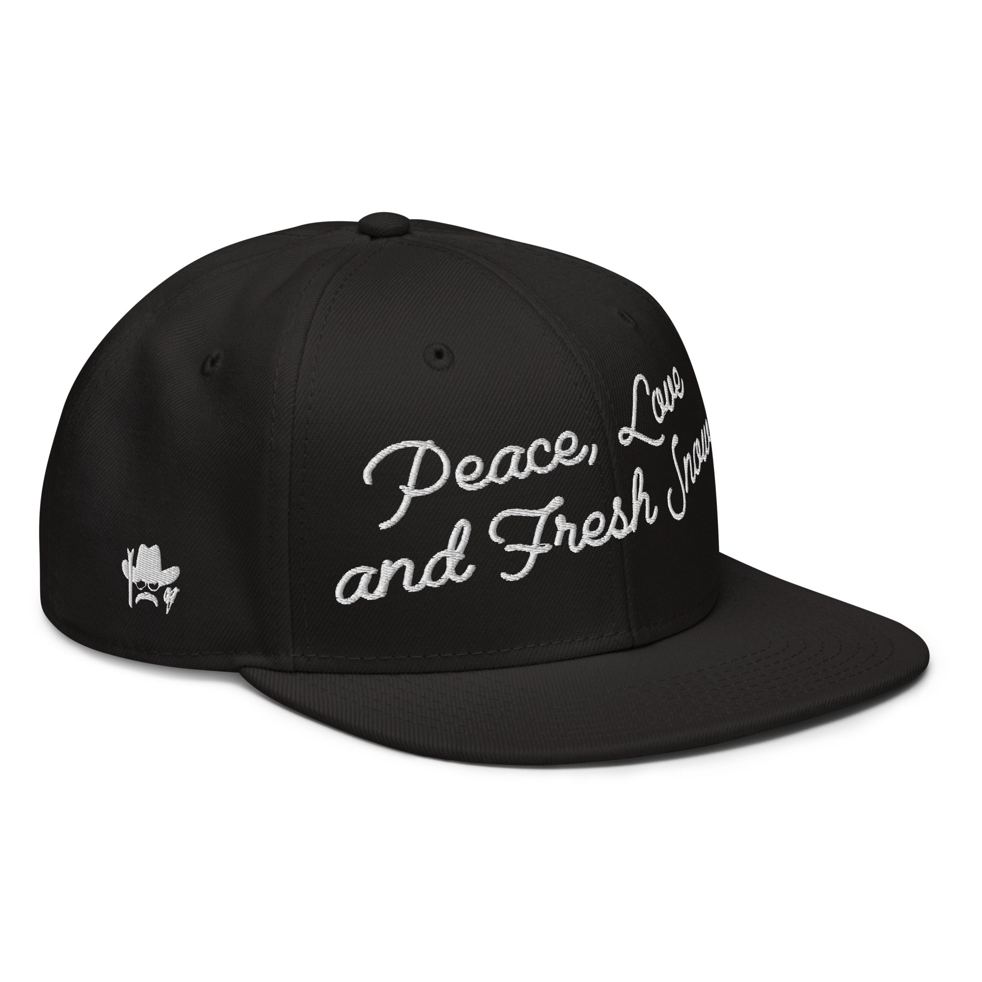 Casquette Snapback Otto Cap Peace, Love and Fresh Snow White brodé sur 3 côtés