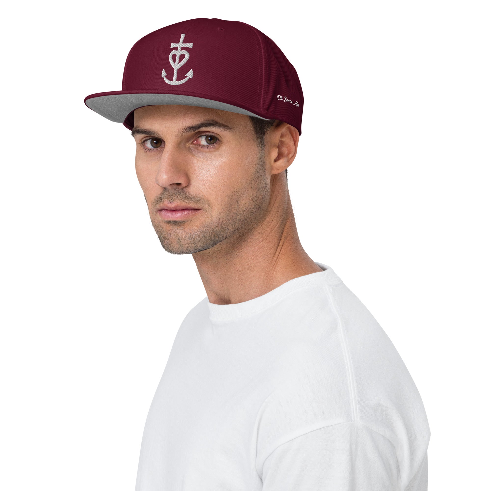 Casquette Snapback Otto Cap Croix de Camargue Oh Bonne Mer brodé blanc sur 3 côtés