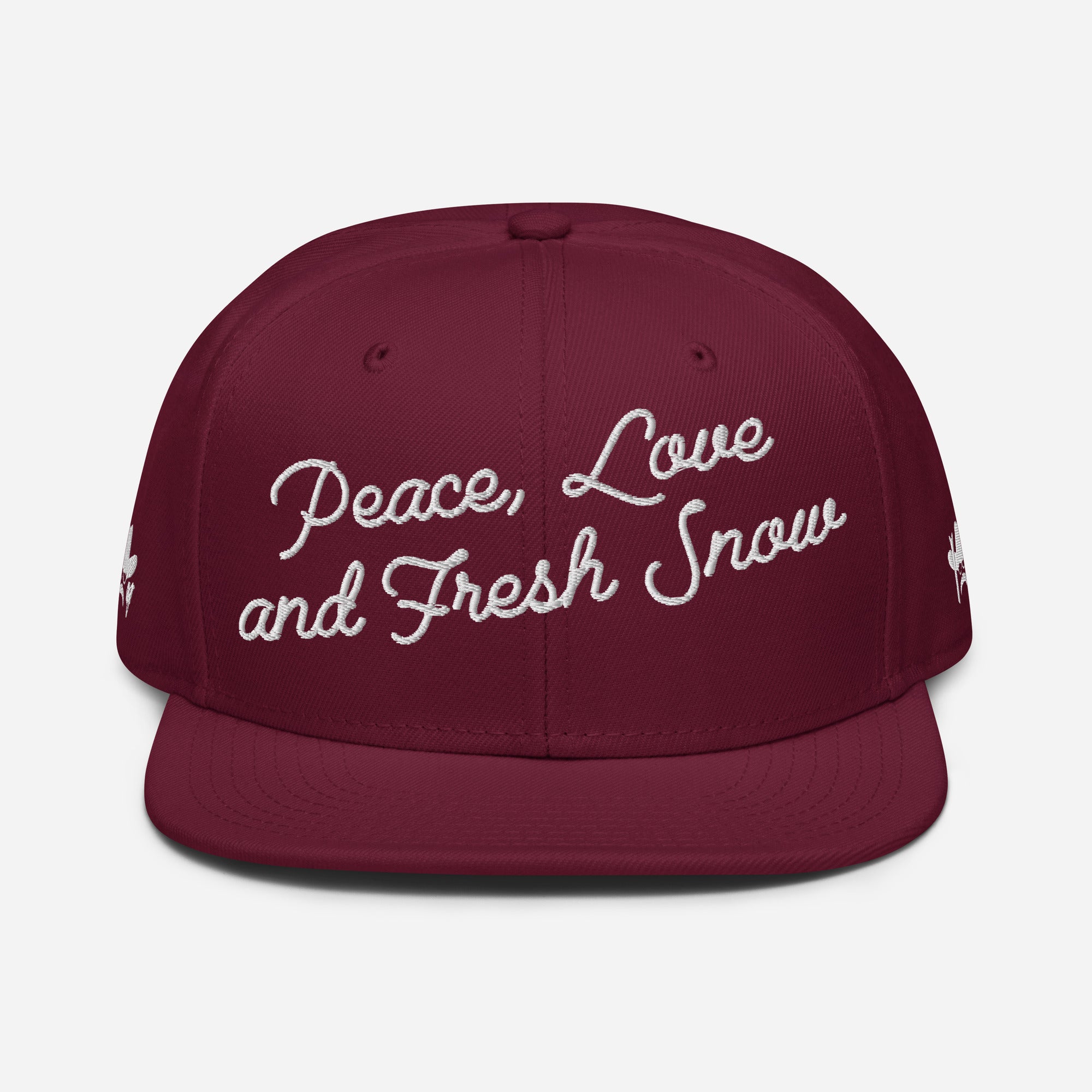 Casquette Snapback Otto Cap Peace, Love and Fresh Snow White brodé sur 3 côtés