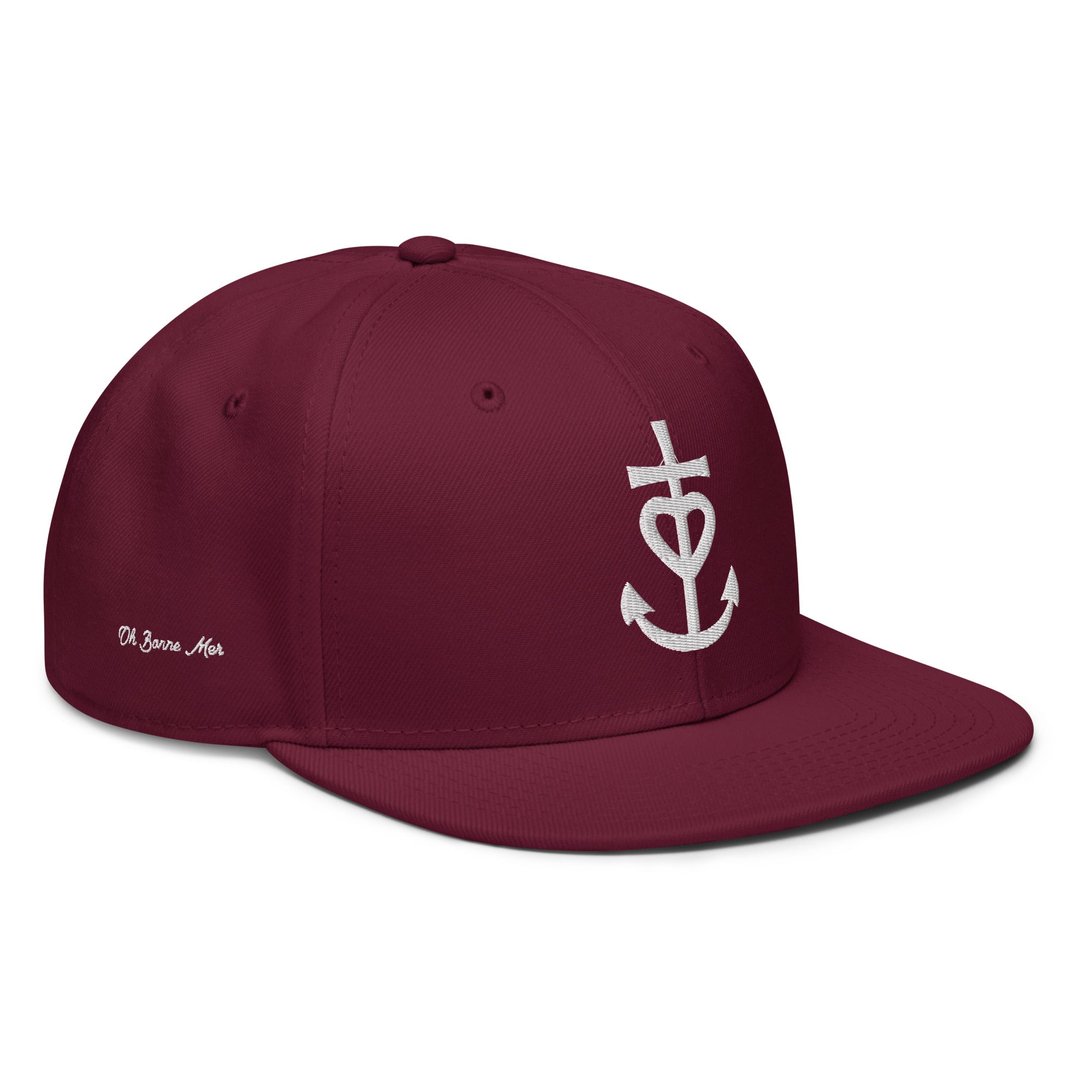 Casquette Snapback Otto Cap Croix de Camargue Oh Bonne Mer brodé blanc sur 3 côtés