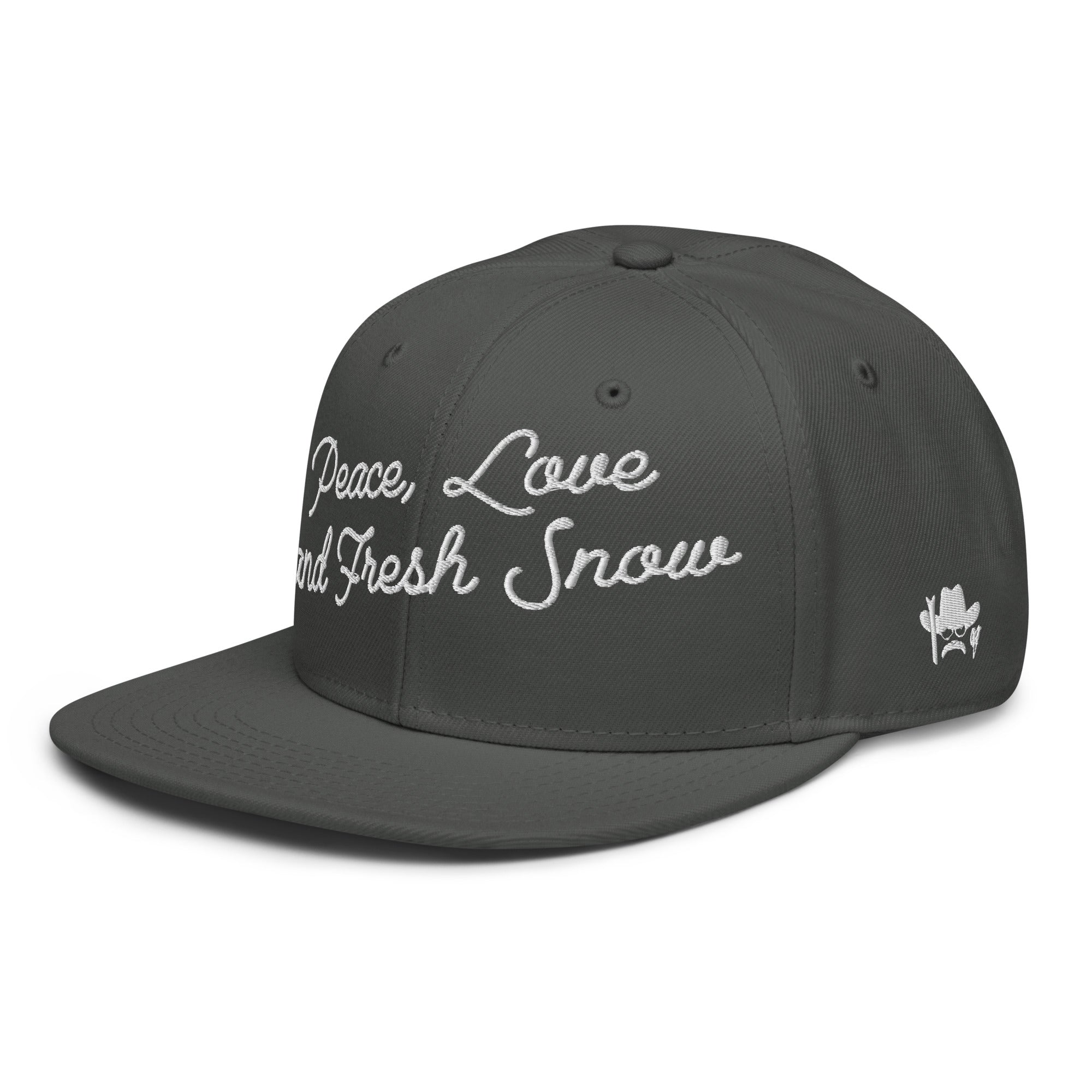 Casquette Snapback Otto Cap Peace, Love and Fresh Snow White brodé sur 3 côtés