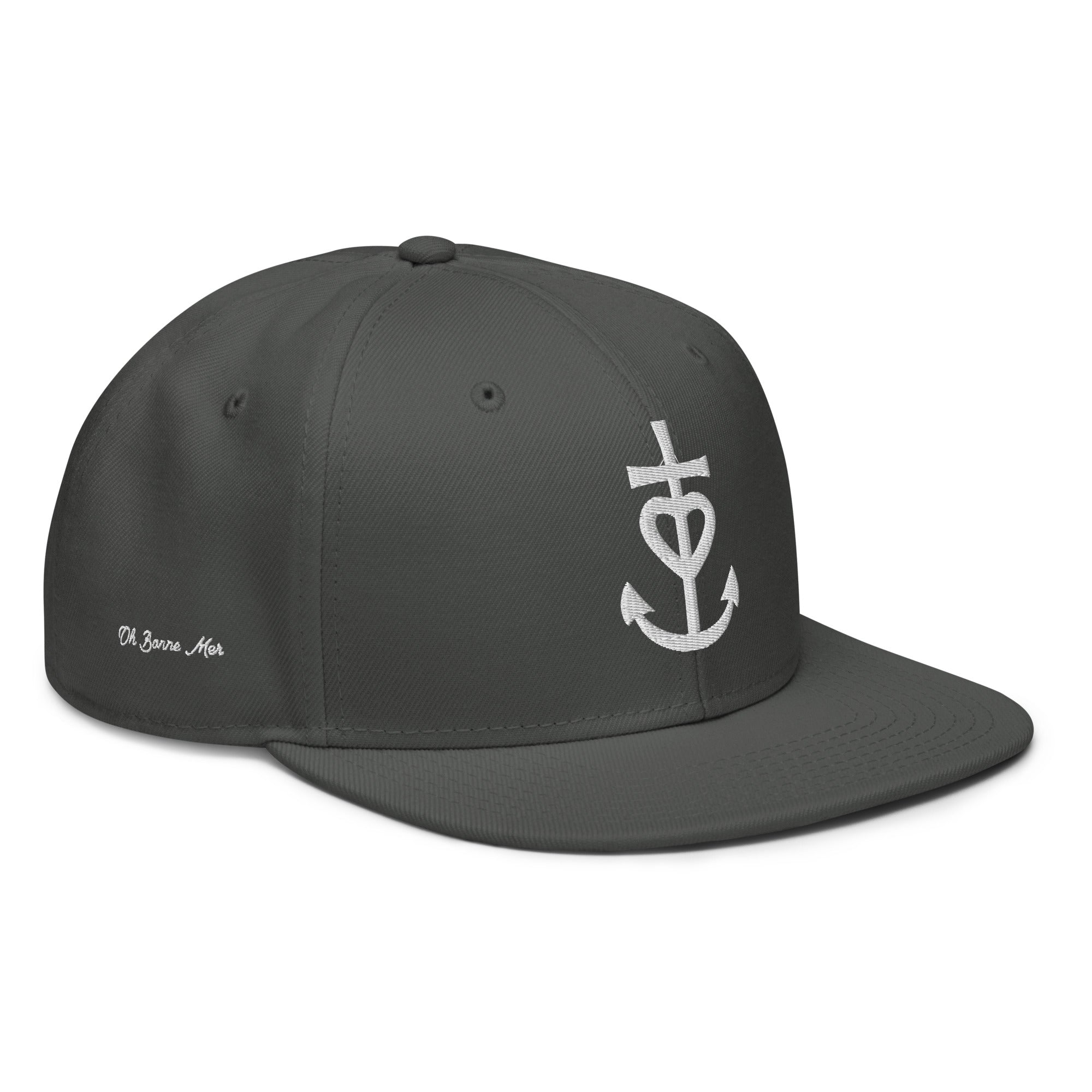 Casquette Snapback Otto Cap Croix de Camargue Oh Bonne Mer brodé blanc sur 3 côtés