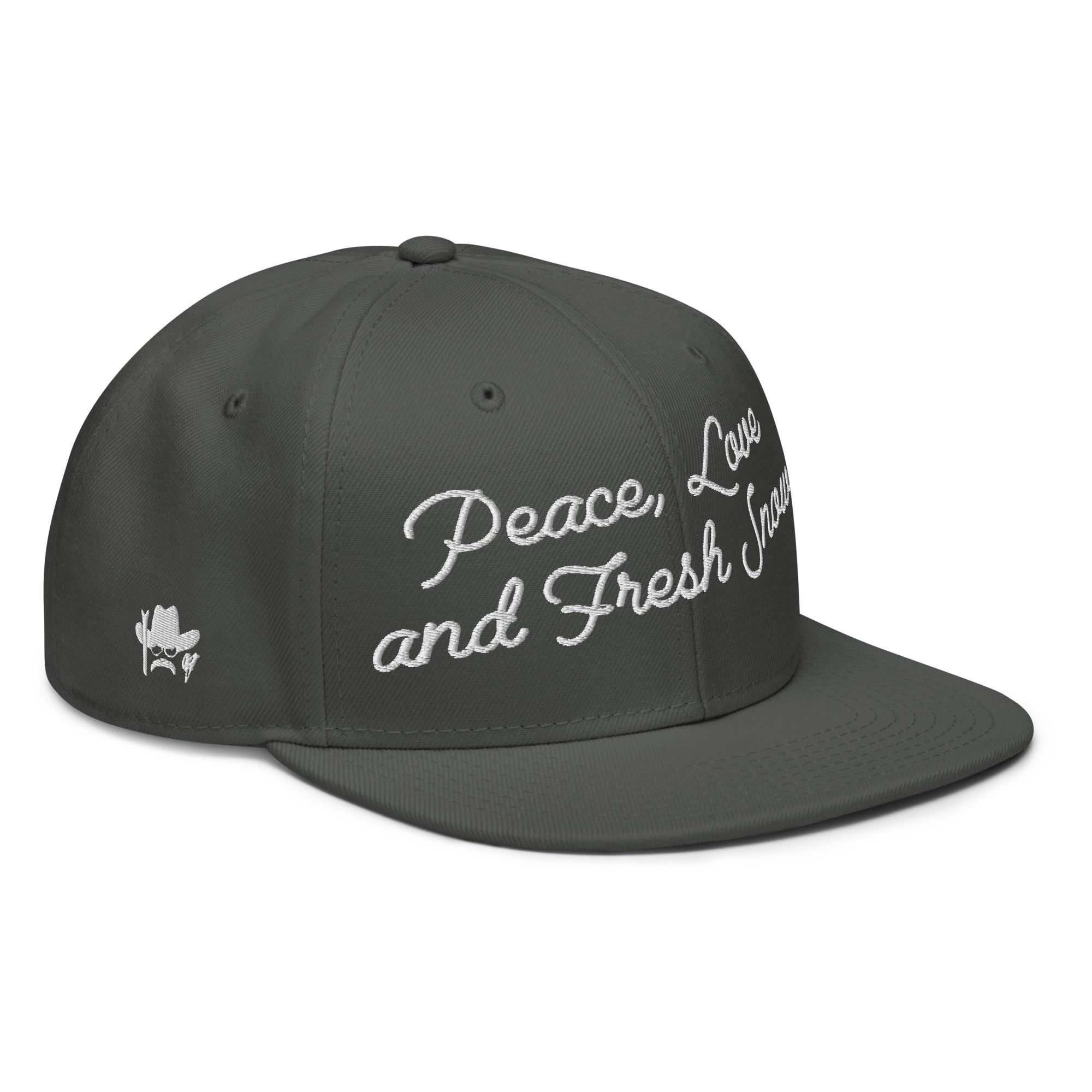 Casquette Snapback Otto Cap Peace, Love and Fresh Snow White brodé sur 3 côtés