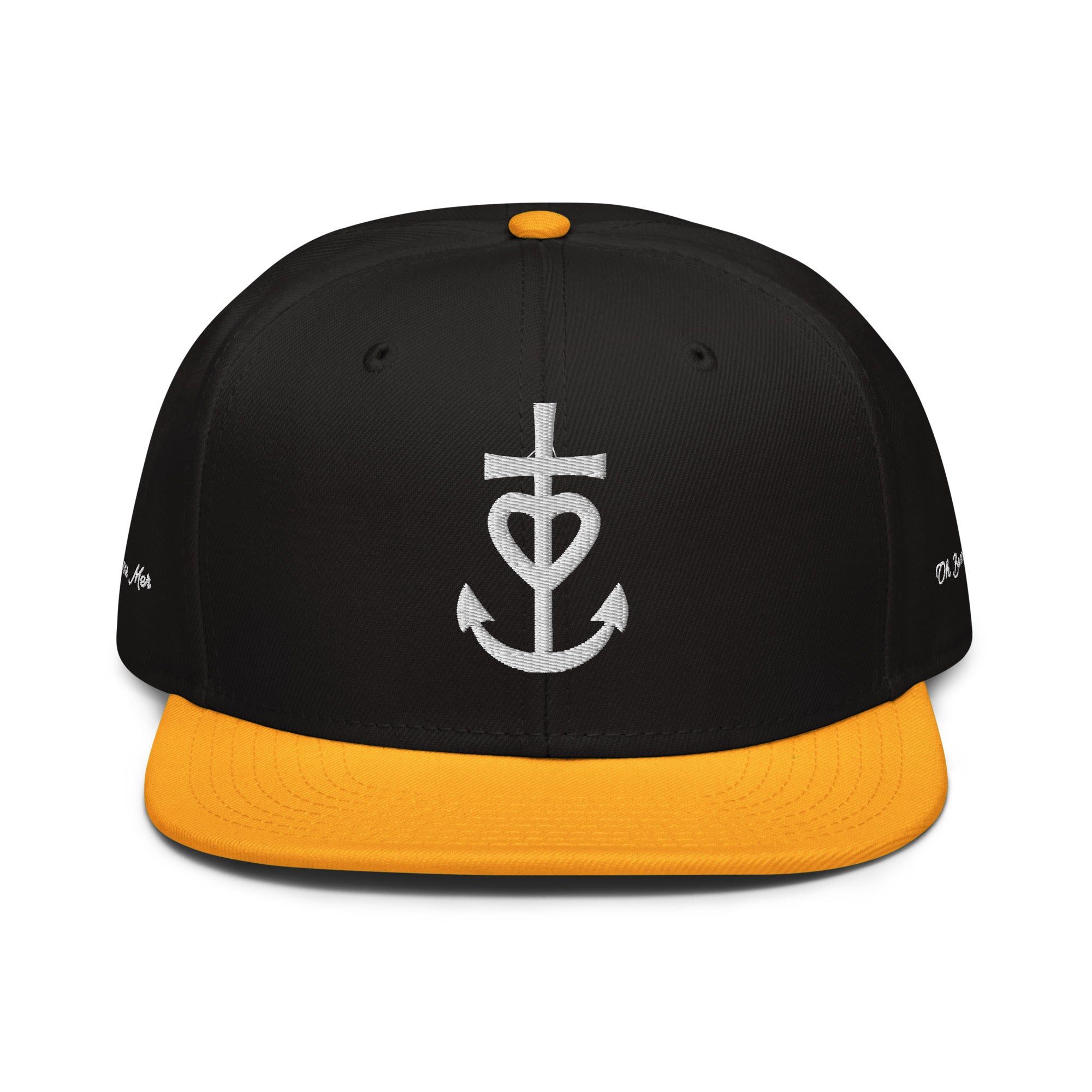 Casquette Snapback Otto Cap bicolore Croix de Camargue Oh Bonne Mer brodé blanc sur 3 côtés