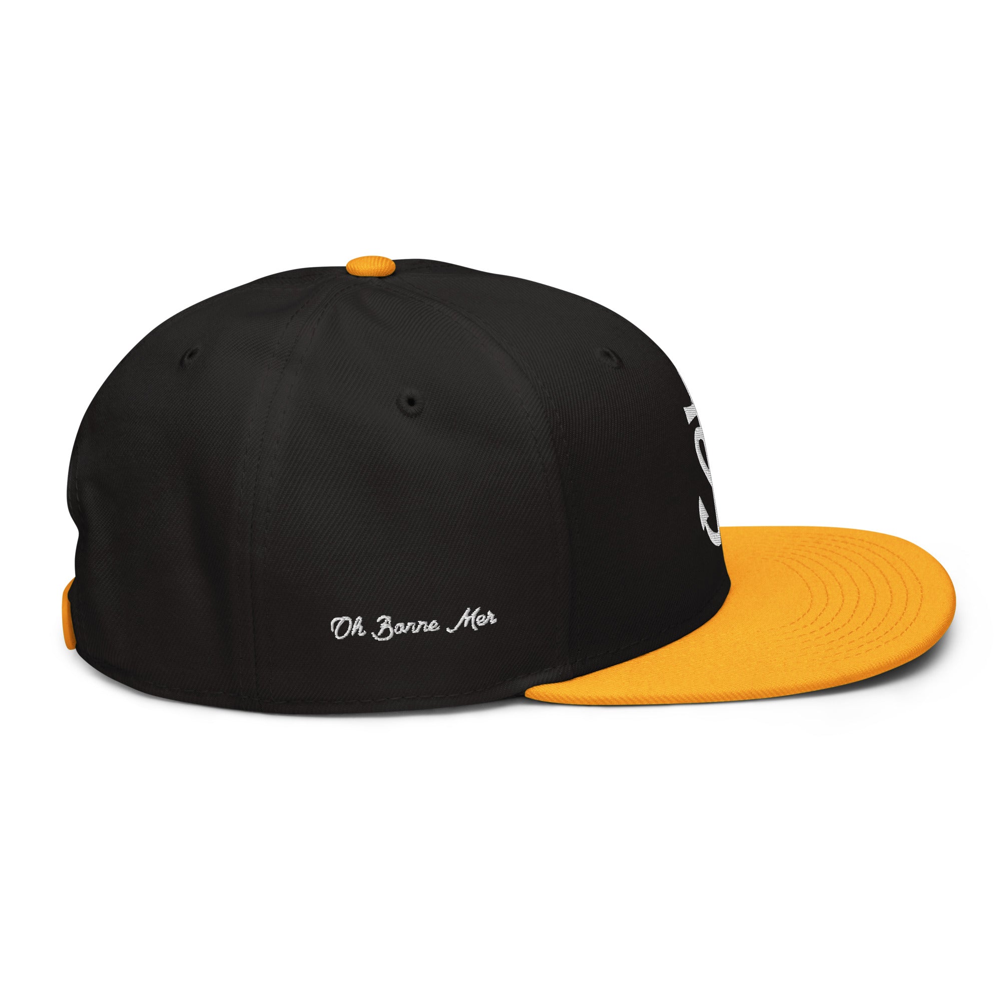 Casquette Snapback Otto Cap bicolore Croix de Camargue Oh Bonne Mer brodé blanc sur 3 côtés