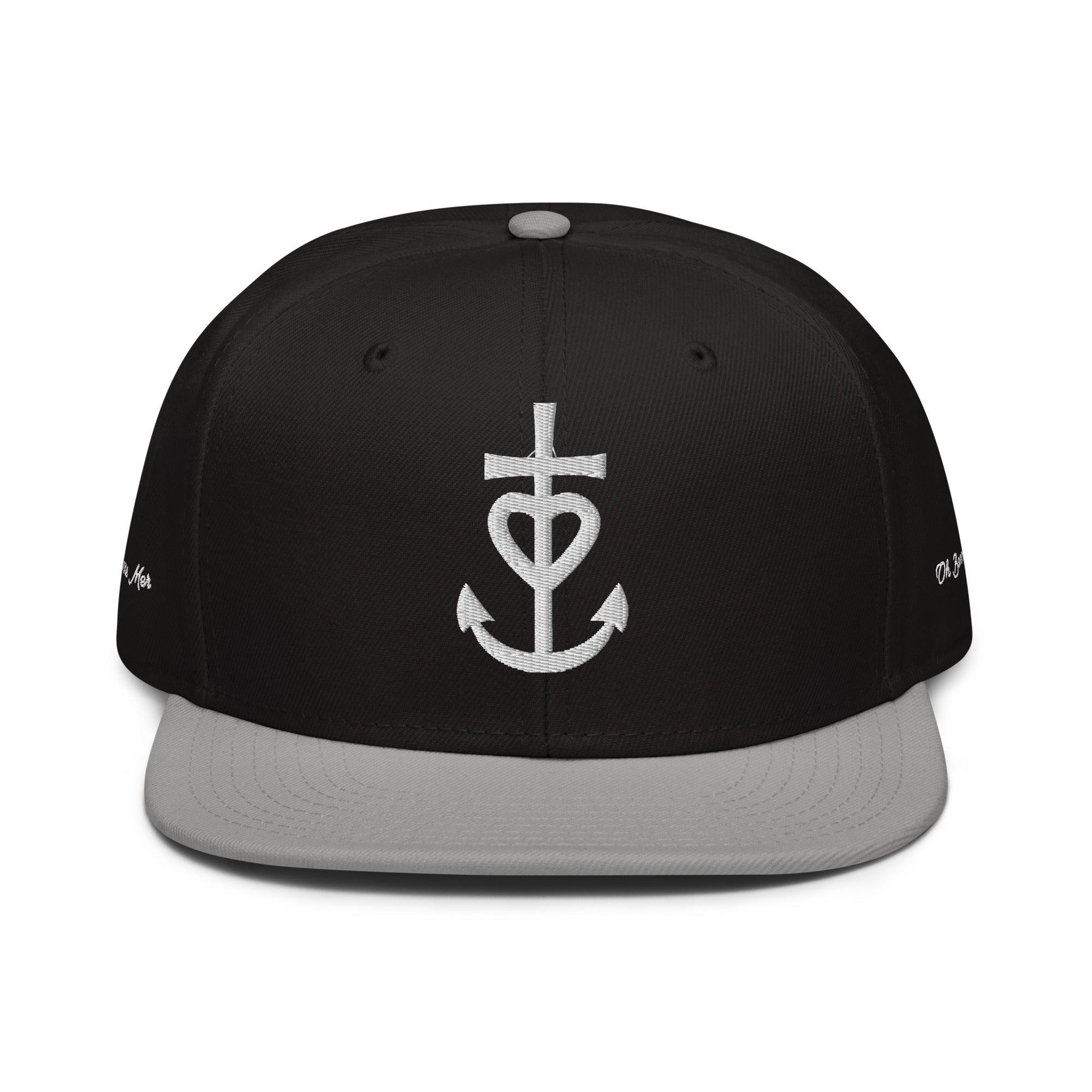 Casquette Snapback Otto Cap bicolore Croix de Camargue Oh Bonne Mer brodé blanc sur 3 côtés