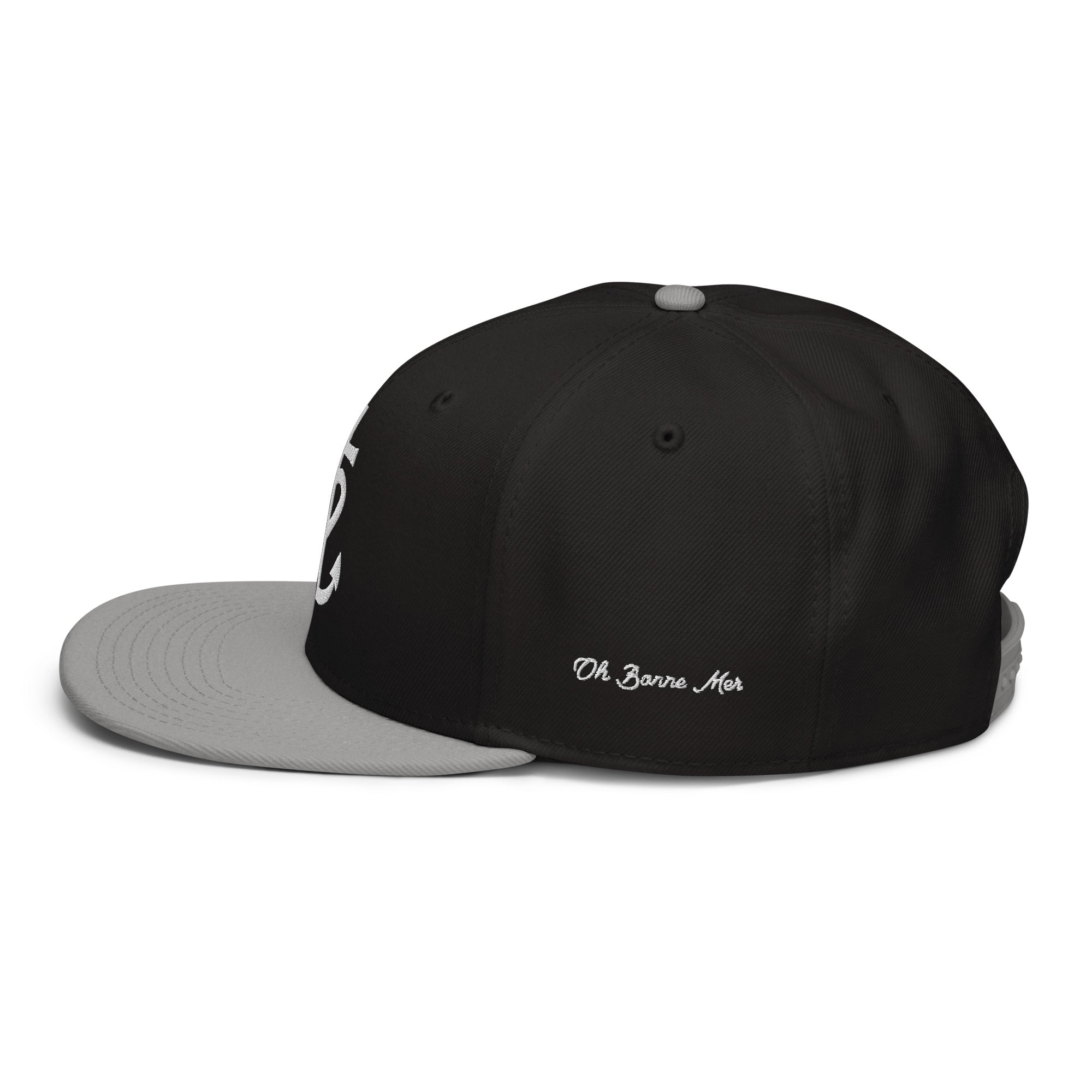 Casquette Snapback Otto Cap bicolore Croix de Camargue Oh Bonne Mer brodé blanc sur 3 côtés