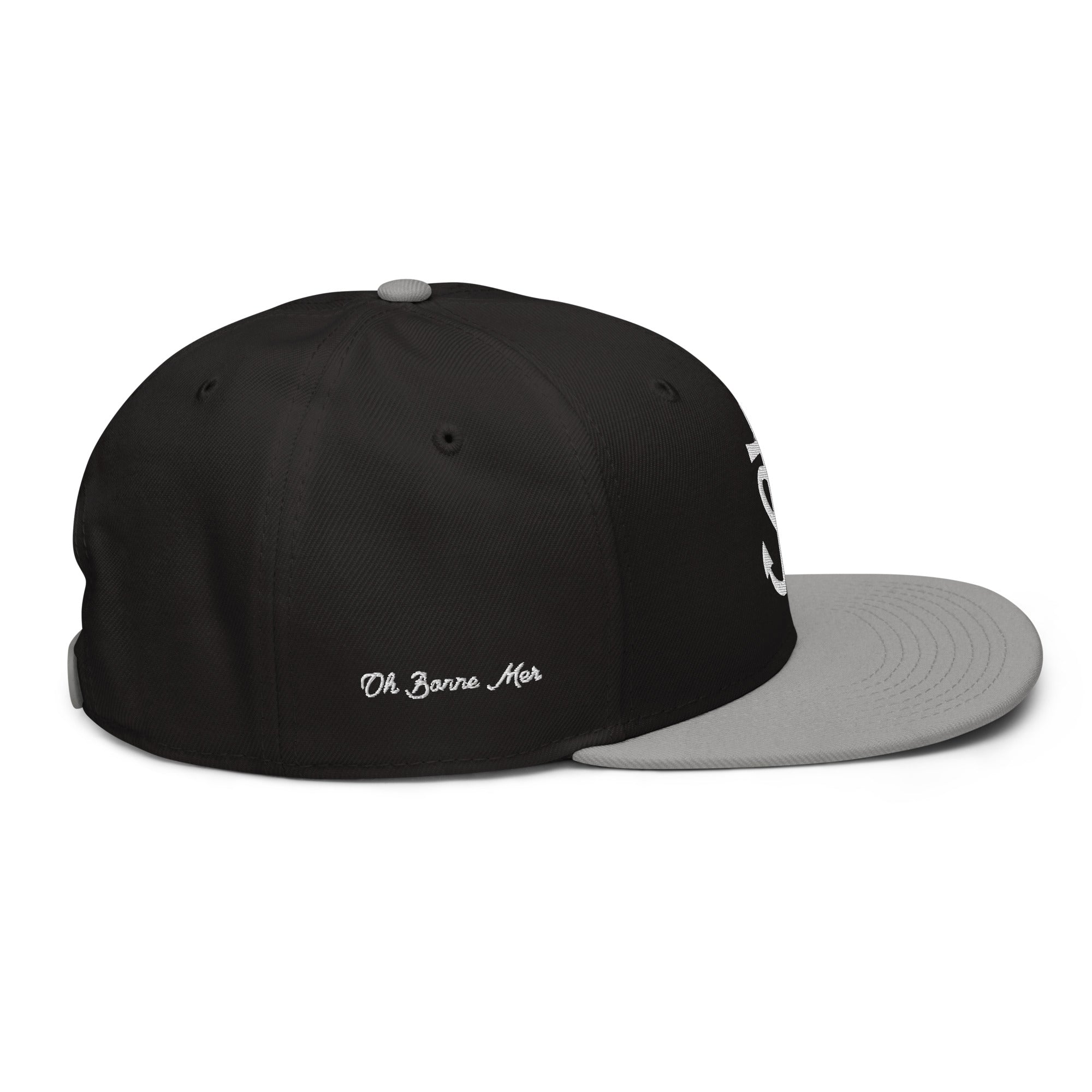 Casquette Snapback Otto Cap bicolore Croix de Camargue Oh Bonne Mer brodé blanc sur 3 côtés