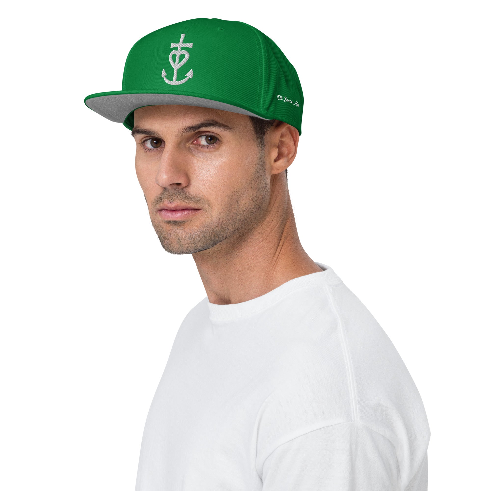 Casquette Snapback Otto Cap Croix de Camargue Oh Bonne Mer brodé blanc sur 3 côtés