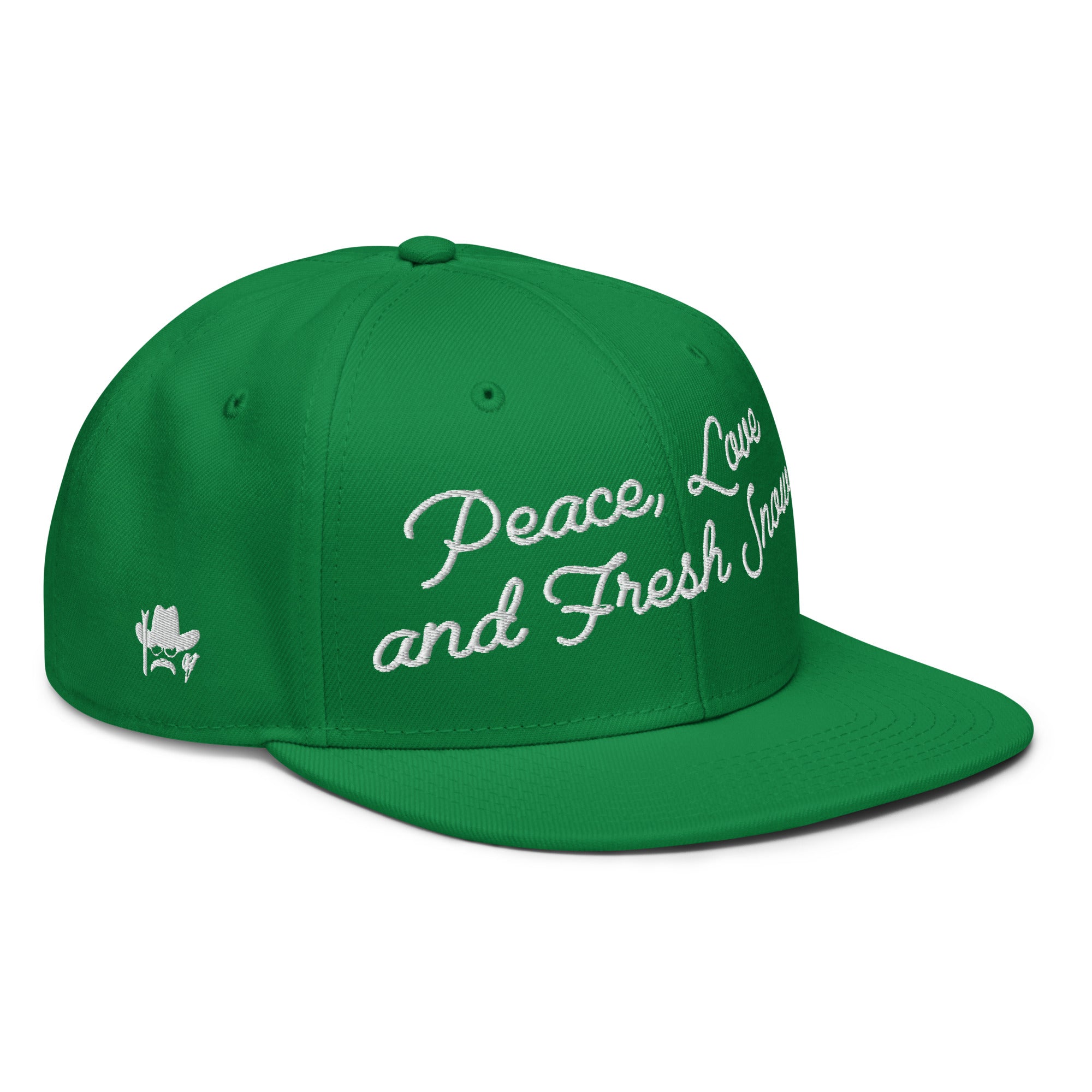 Casquette Snapback Otto Cap Peace, Love and Fresh Snow White brodé sur 3 côtés
