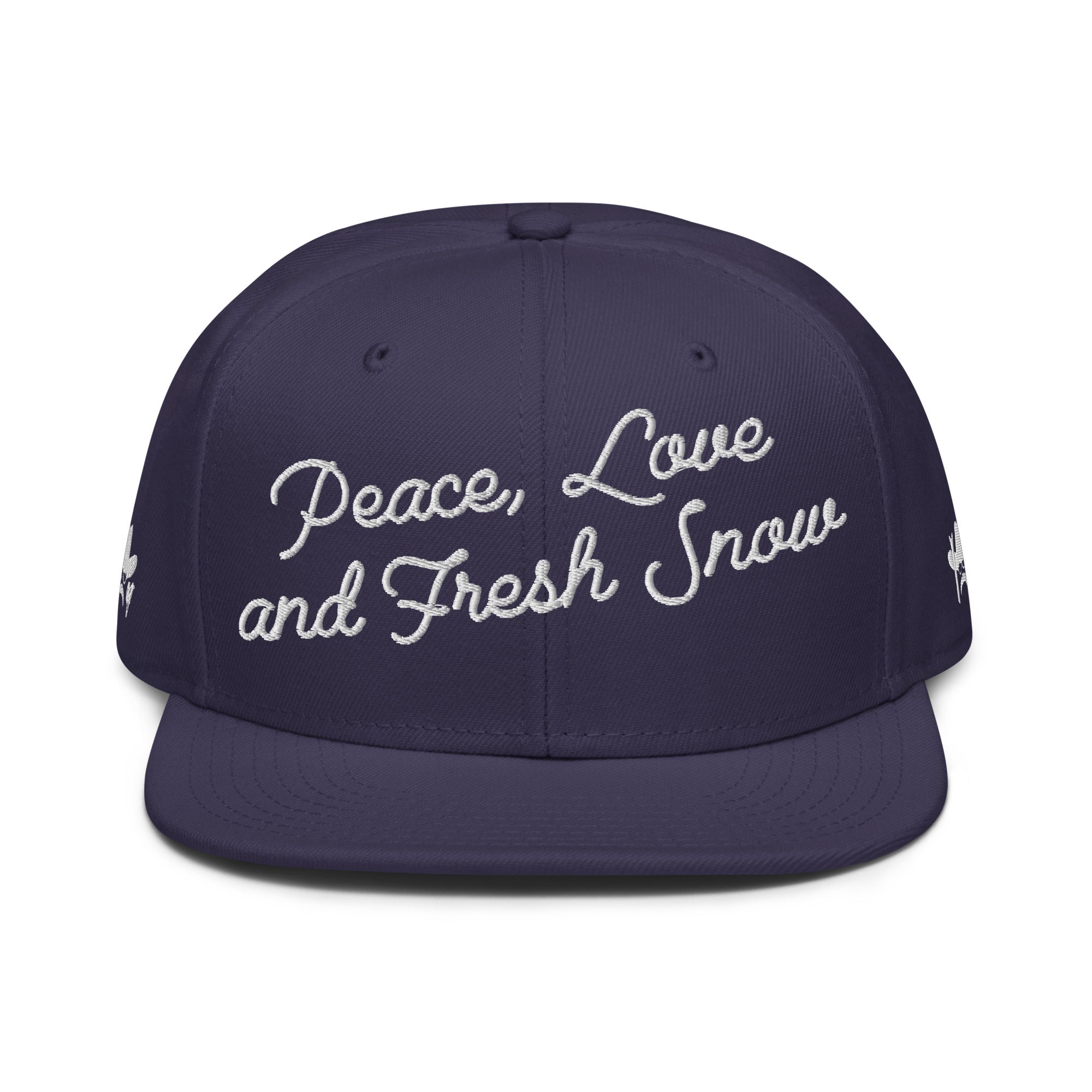 Casquette Snapback Otto Cap Peace, Love and Fresh Snow White brodé sur 3 côtés