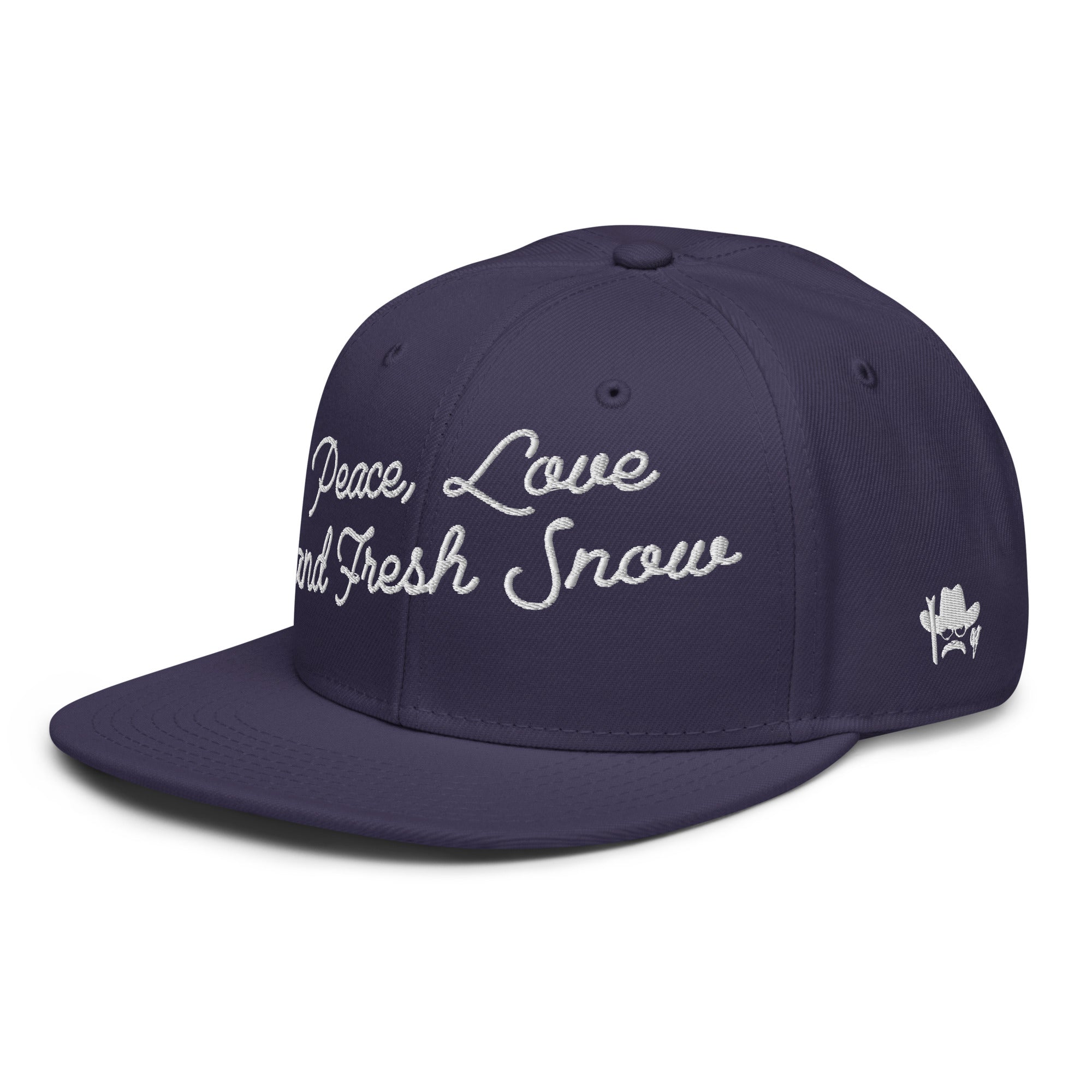 Casquette Snapback Otto Cap Peace, Love and Fresh Snow White brodé sur 3 côtés