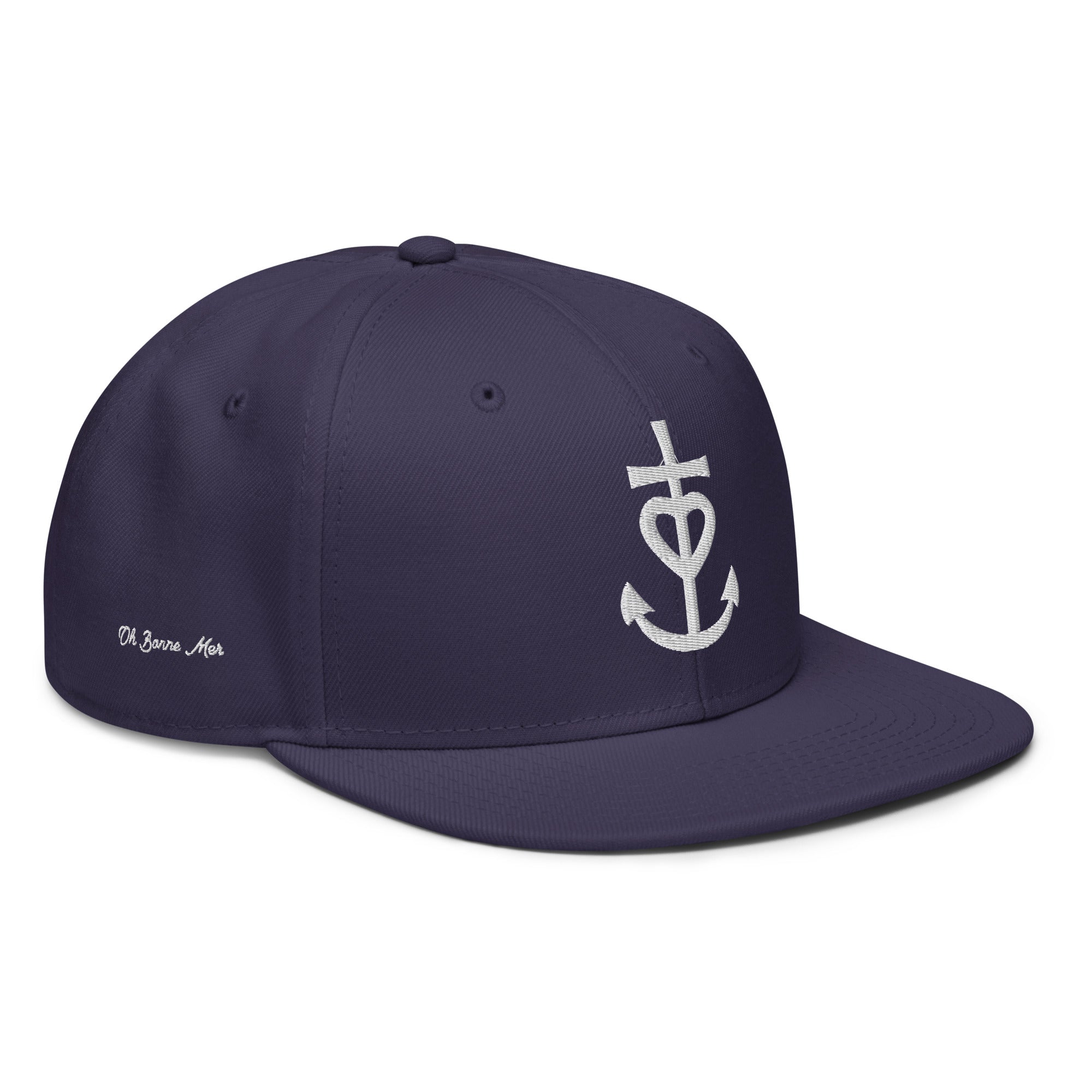 Casquette Snapback Otto Cap Croix de Camargue Oh Bonne Mer brodé blanc sur 3 côtés