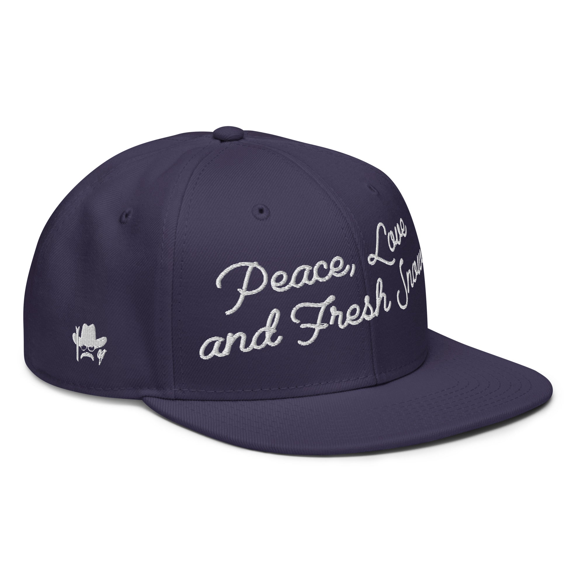 Casquette Snapback Otto Cap Peace, Love and Fresh Snow White brodé sur 3 côtés