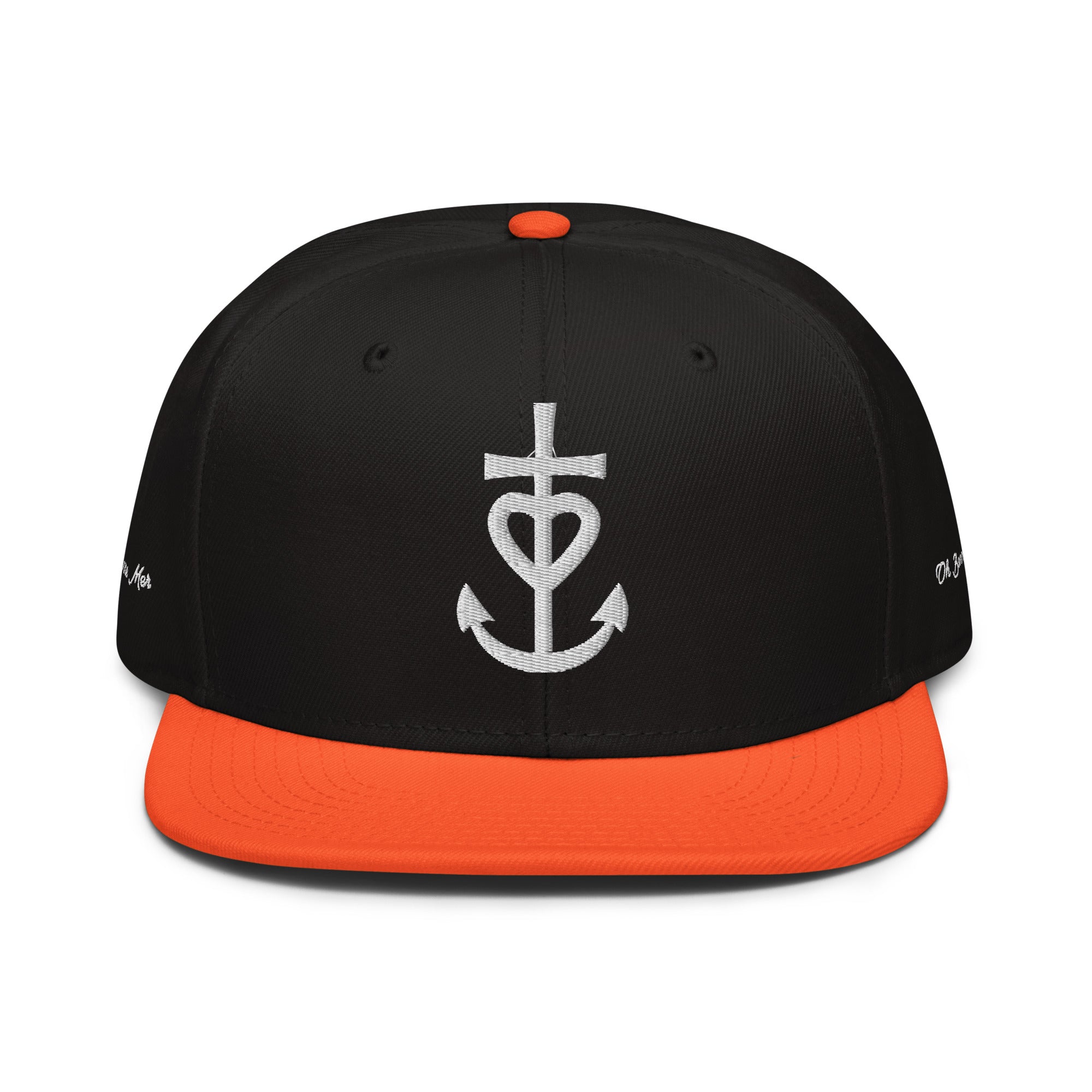 Casquette Snapback Otto Cap bicolore Croix de Camargue Oh Bonne Mer brodé blanc sur 3 côtés
