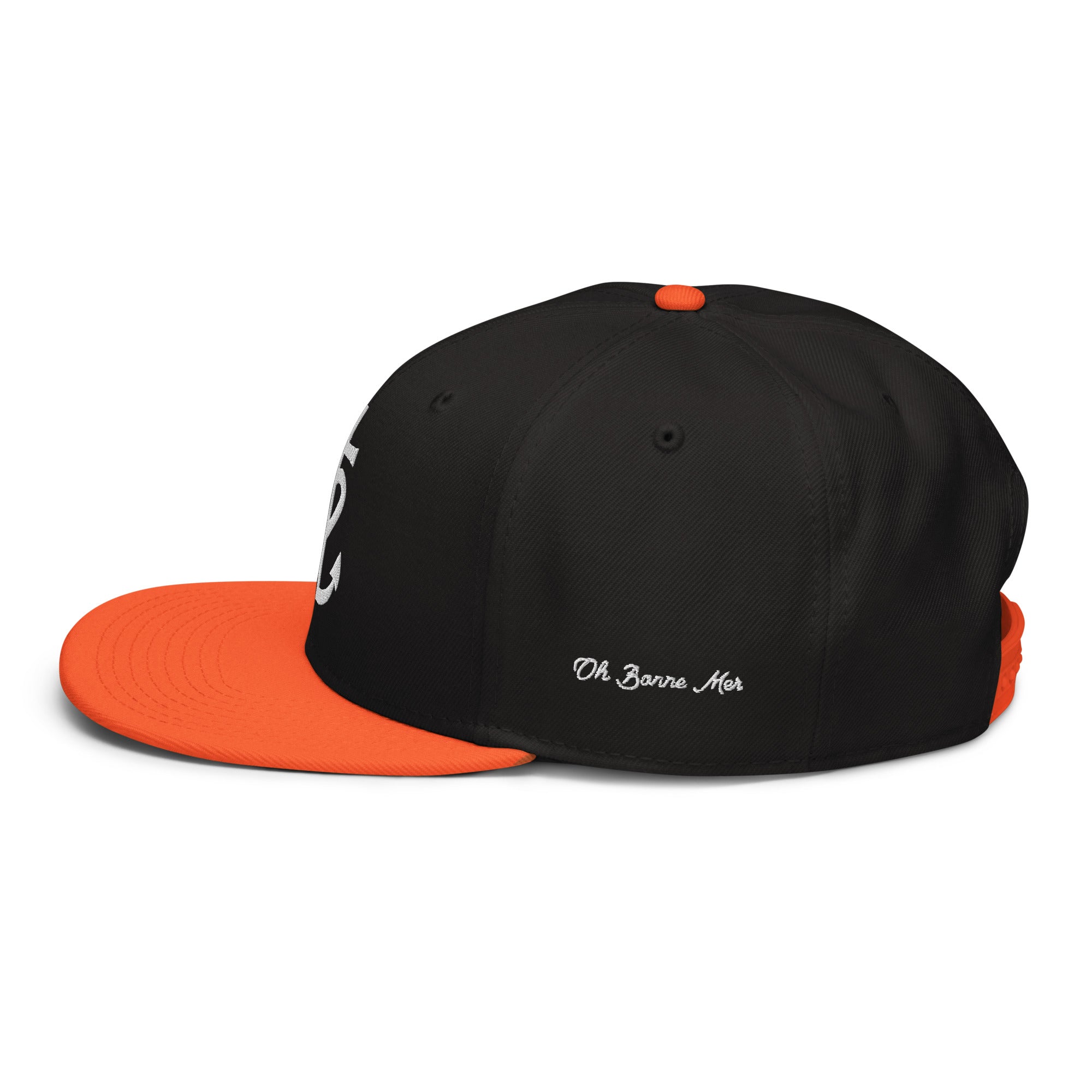 Casquette Snapback Otto Cap bicolore Croix de Camargue Oh Bonne Mer brodé blanc sur 3 côtés