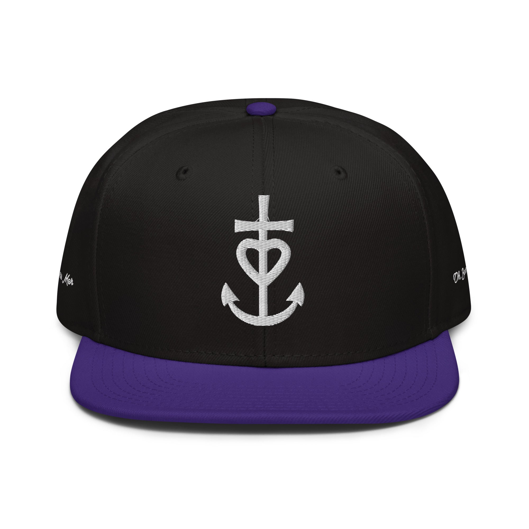 Casquette Snapback Otto Cap bicolore Croix de Camargue Oh Bonne Mer brodé blanc sur 3 côtés