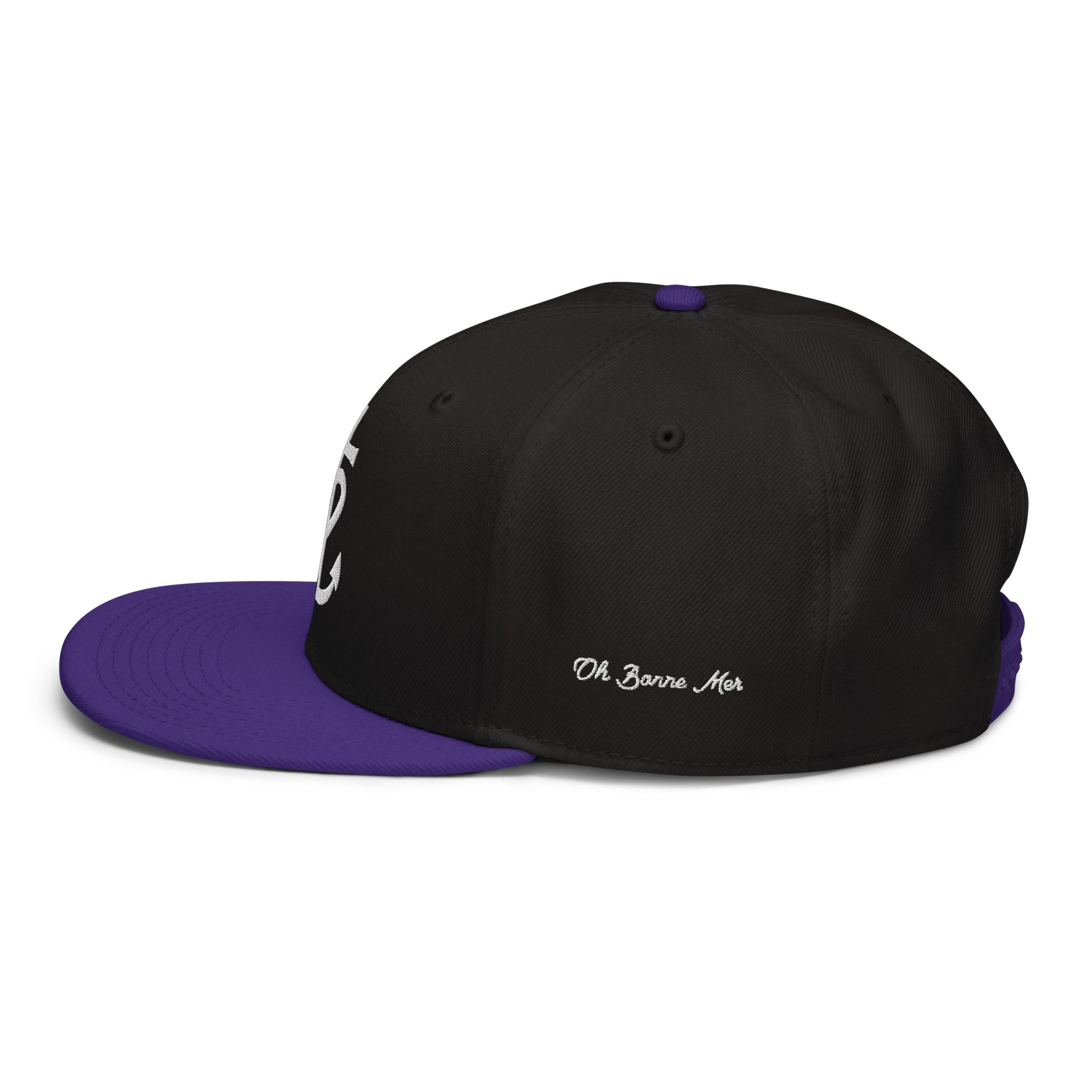 Casquette Snapback Otto Cap bicolore Croix de Camargue Oh Bonne Mer brodé blanc sur 3 côtés