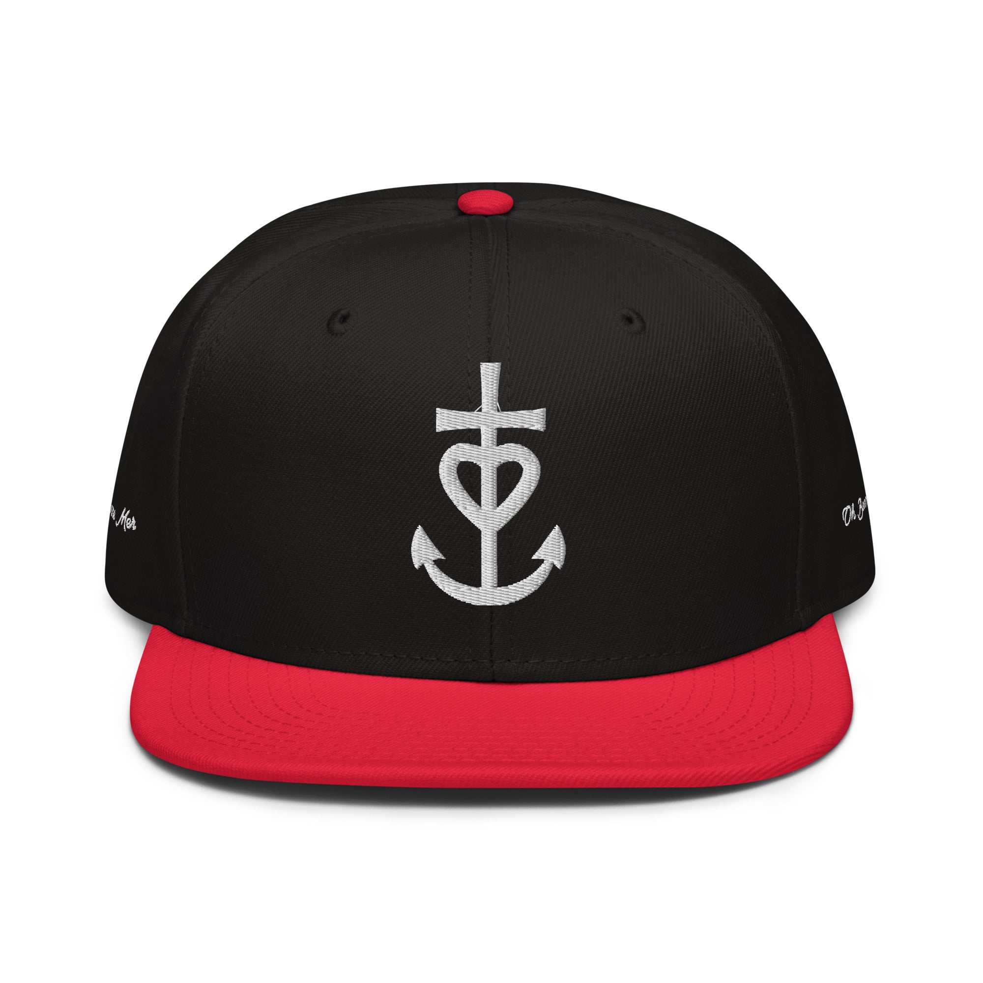 Casquette Snapback Otto Cap bicolore Croix de Camargue Oh Bonne Mer brodé blanc sur 3 côtés