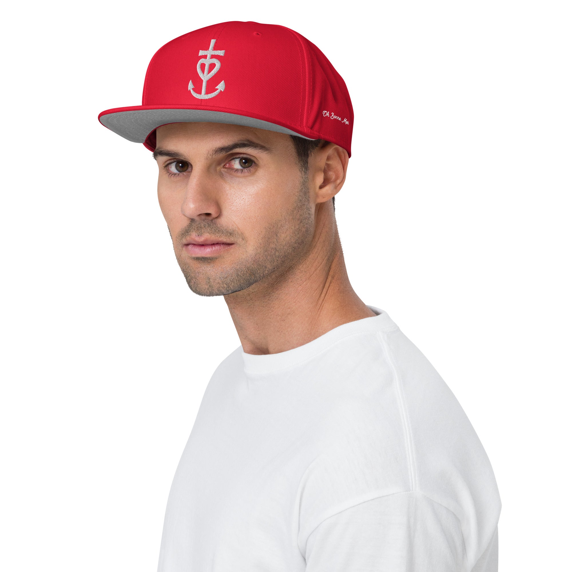 Casquette Snapback Otto Cap Croix de Camargue Oh Bonne Mer brodé blanc sur 3 côtés