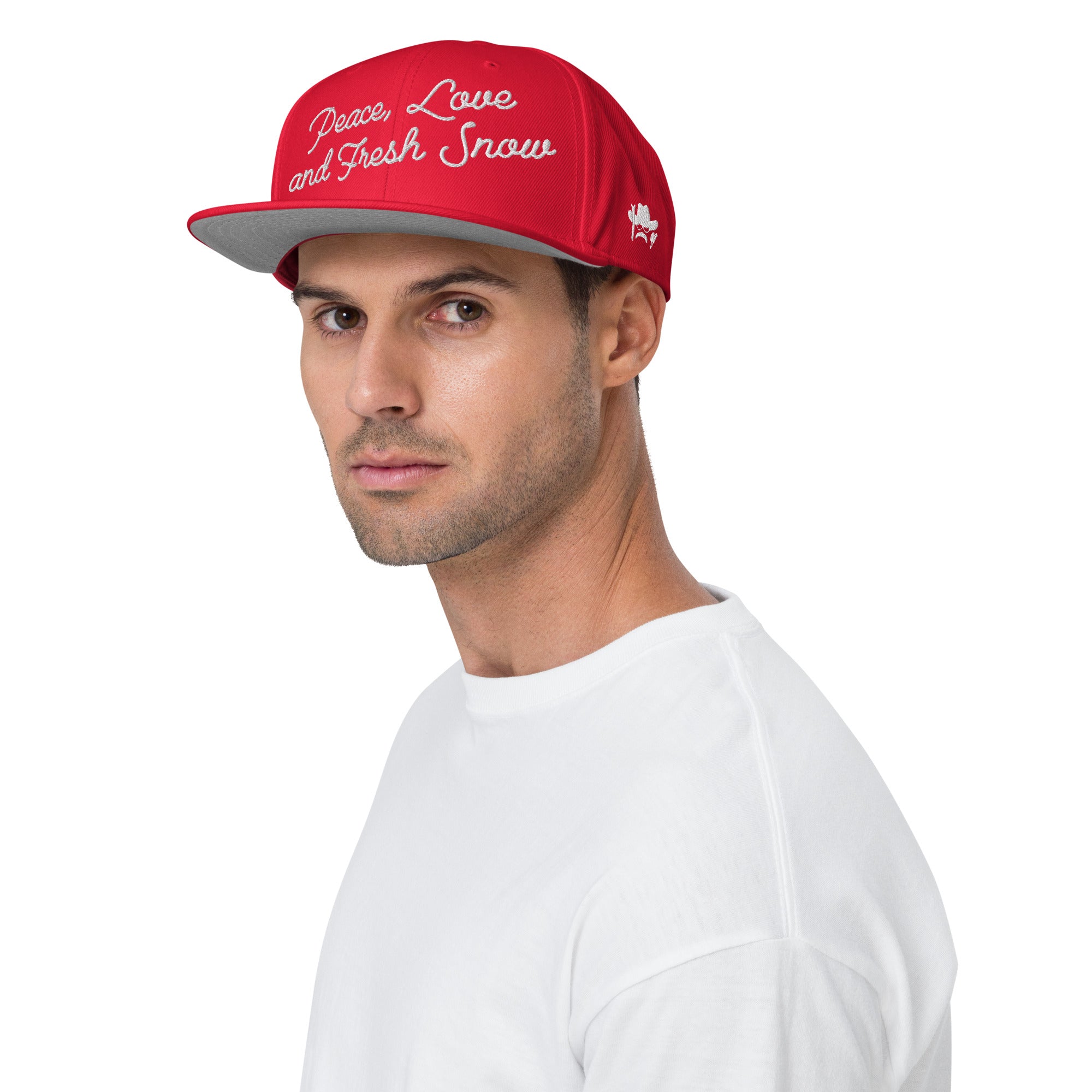 Casquette Snapback Otto Cap Peace, Love and Fresh Snow White brodé sur 3 côtés