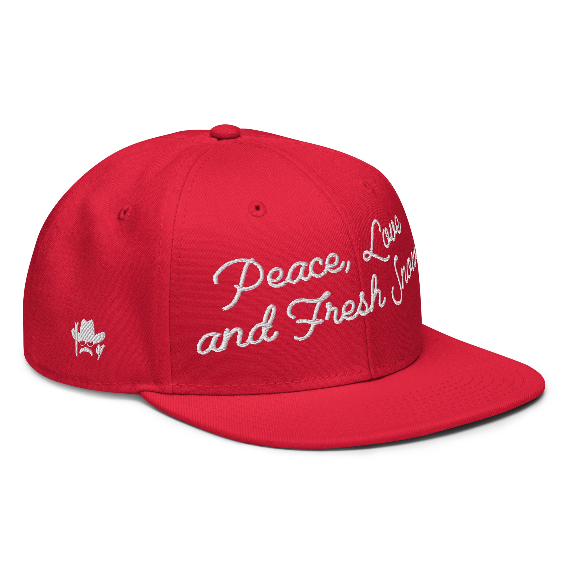 Casquette Snapback Otto Cap Peace, Love and Fresh Snow White brodé sur 3 côtés