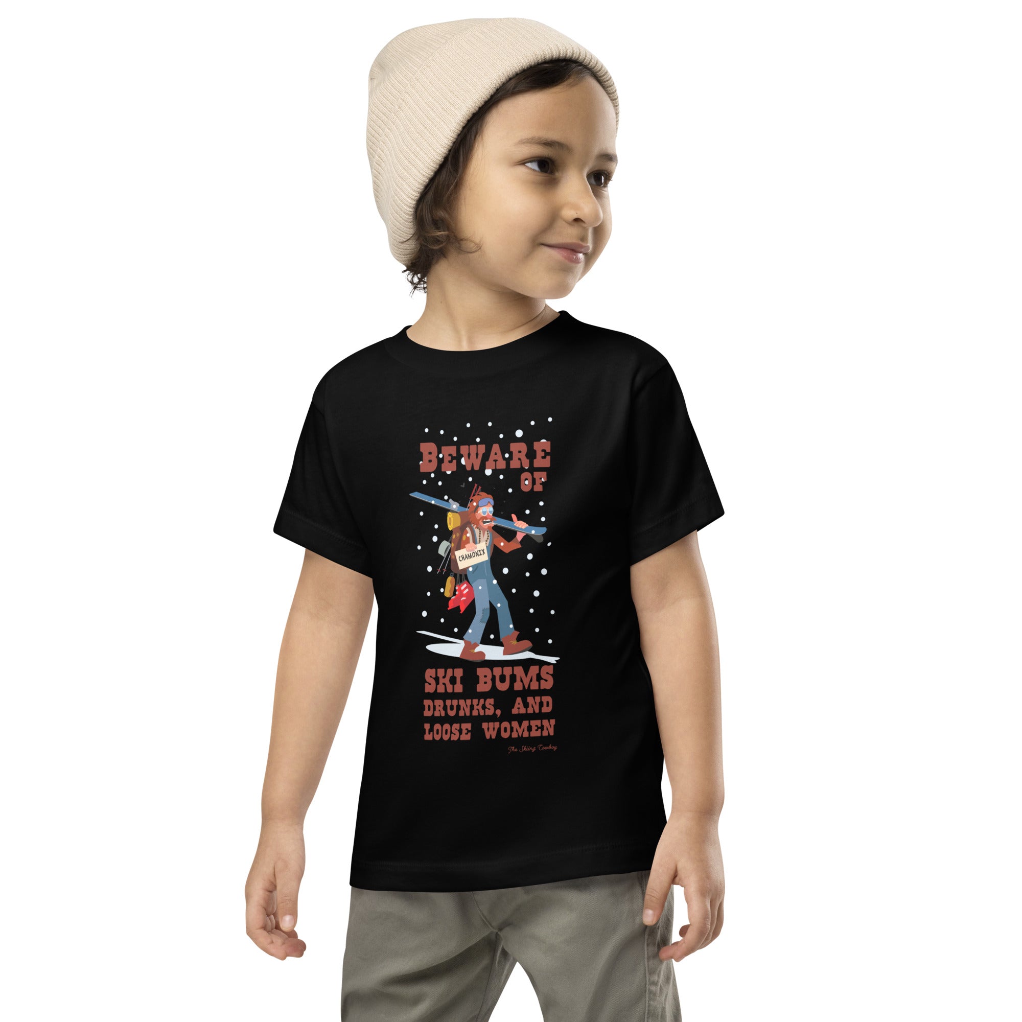 T-shirt pour enfant en bas âge Beware of ski bums, drunks and loose women