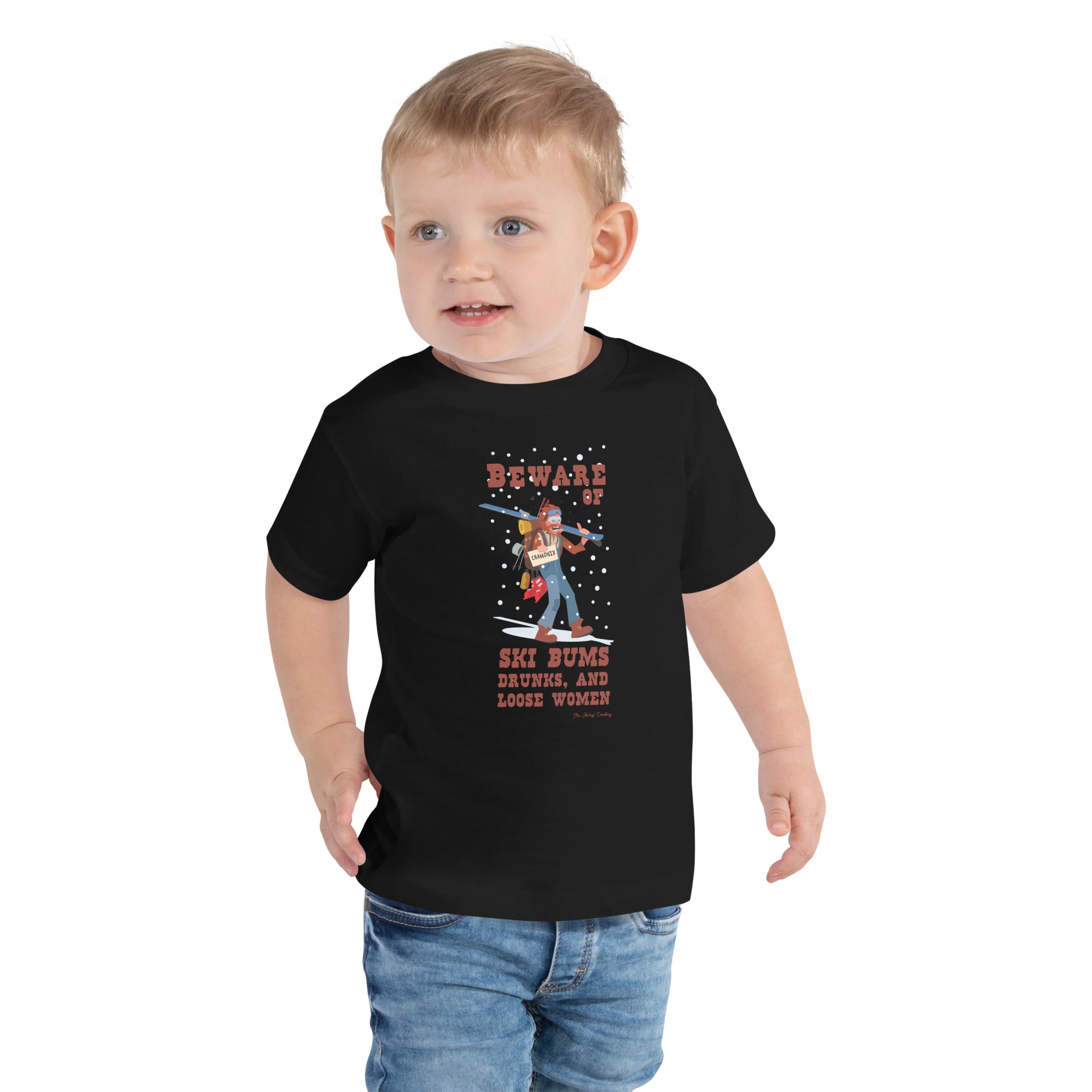 T-shirt pour enfant en bas âge Beware of ski bums, drunks and loose women