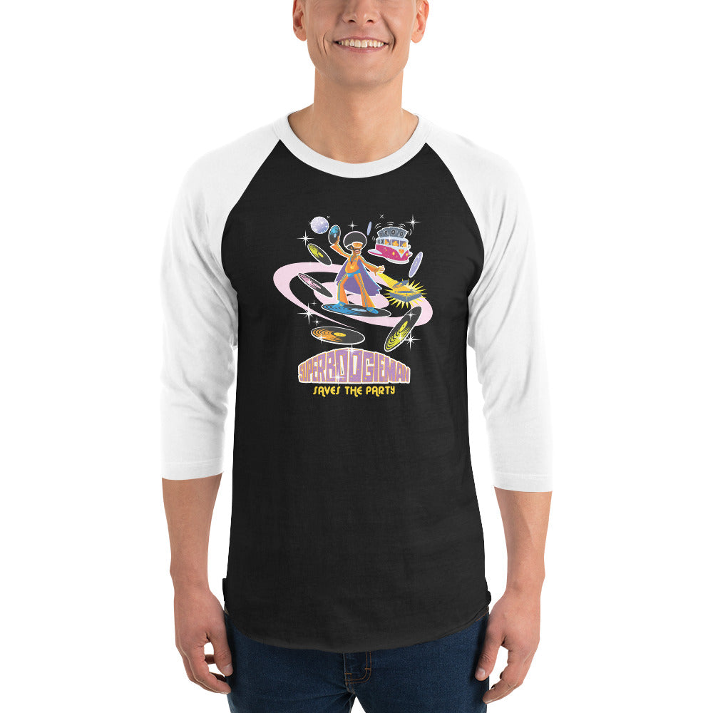 3/4 sleeve raglan t-shirt Superboogieman Saves the Party