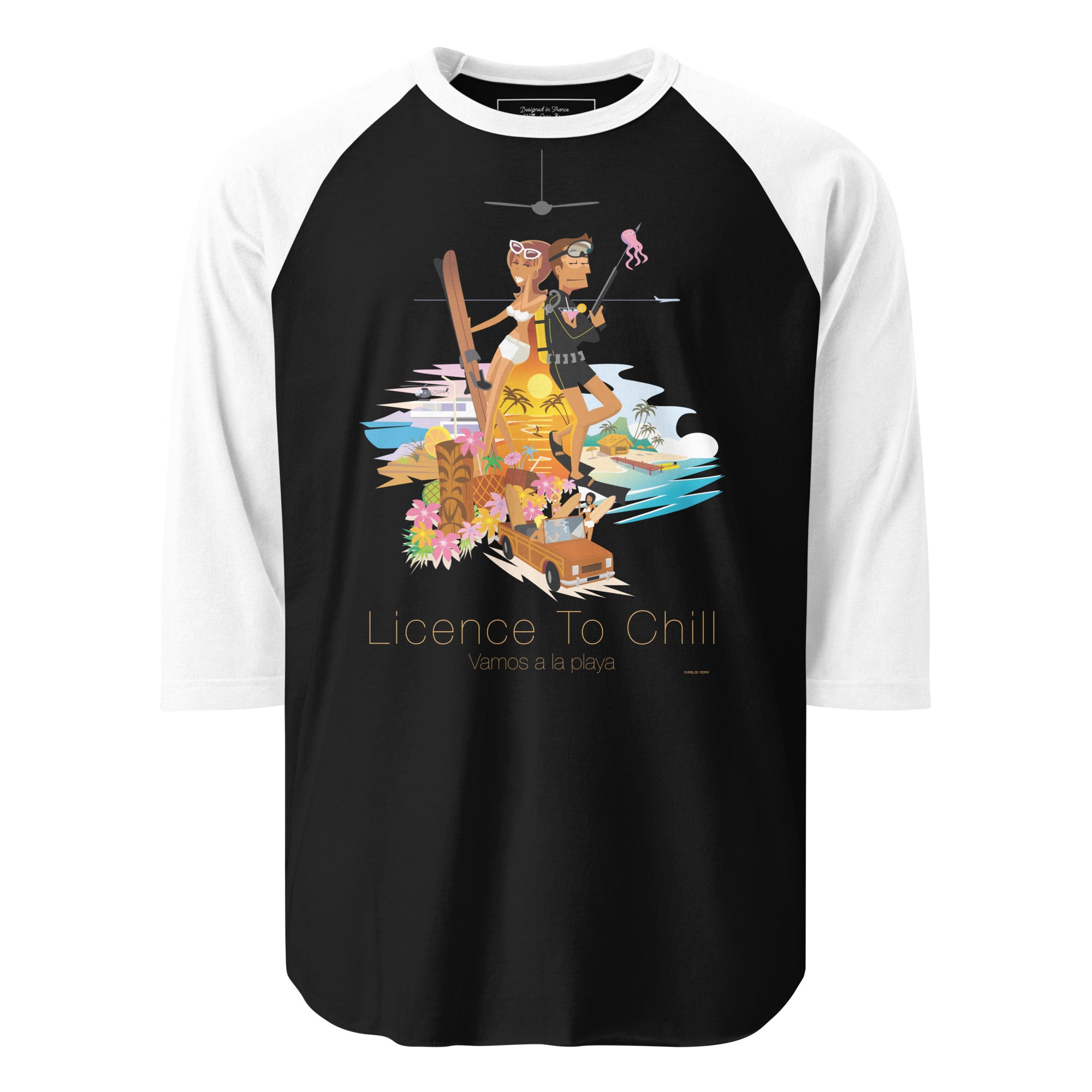 3/4 sleeve raglan t-shirt License to Chill Vamos a la Playa