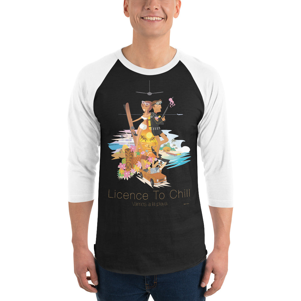 3/4 sleeve raglan t-shirt License to Chill Vamos a la Playa