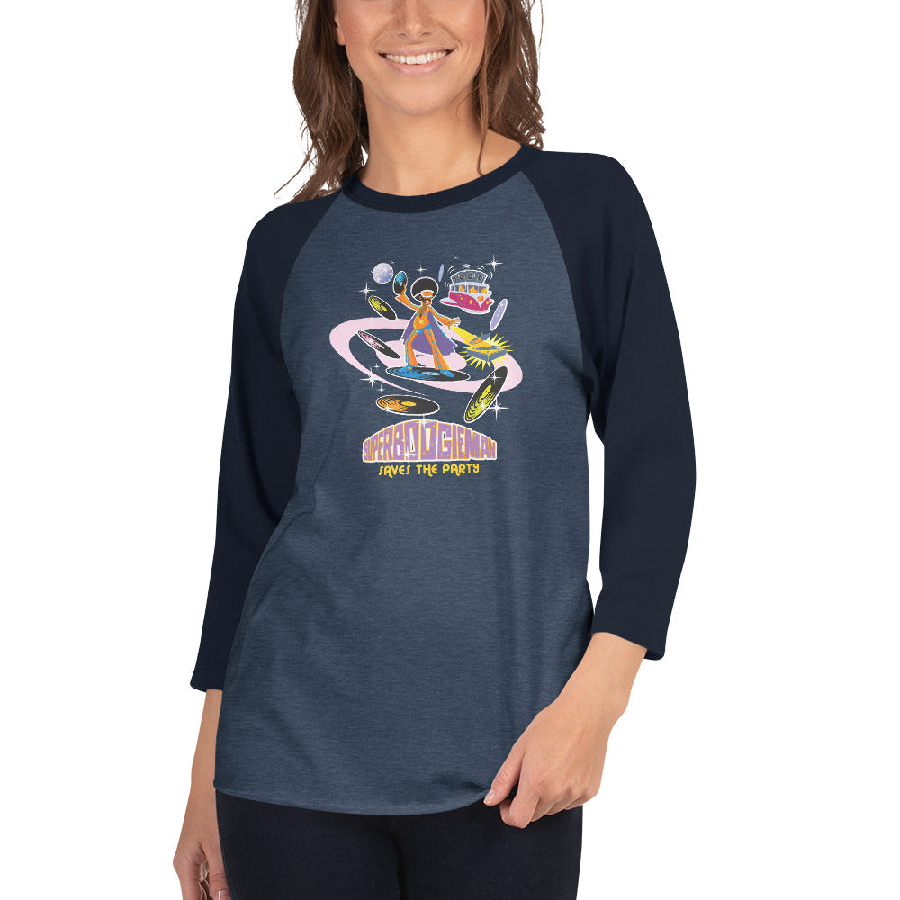 3/4 sleeve raglan t-shirt Superboogieman Saves the Party