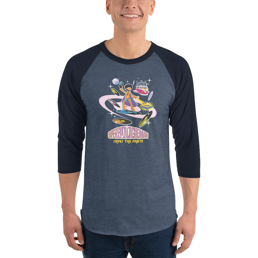 3/4 sleeve raglan t-shirt Superboogieman Saves the Party