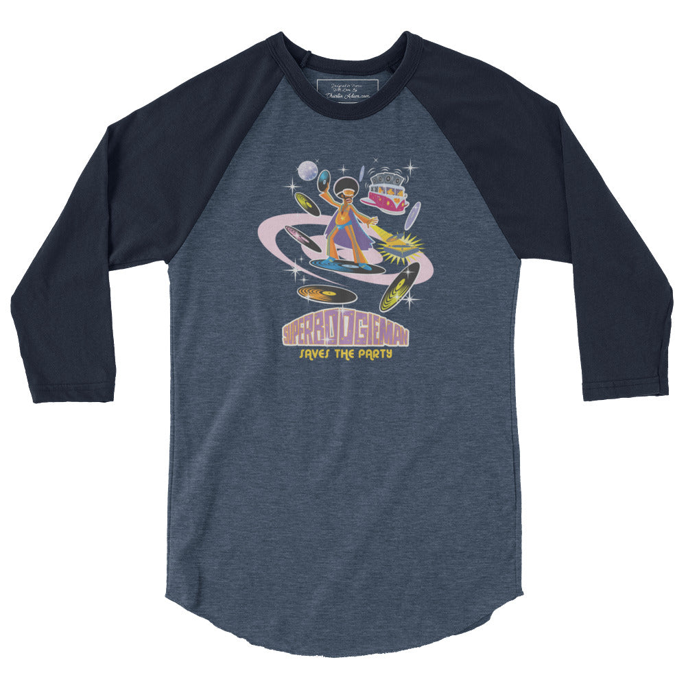 3/4 sleeve raglan t-shirt Superboogieman Saves the Party