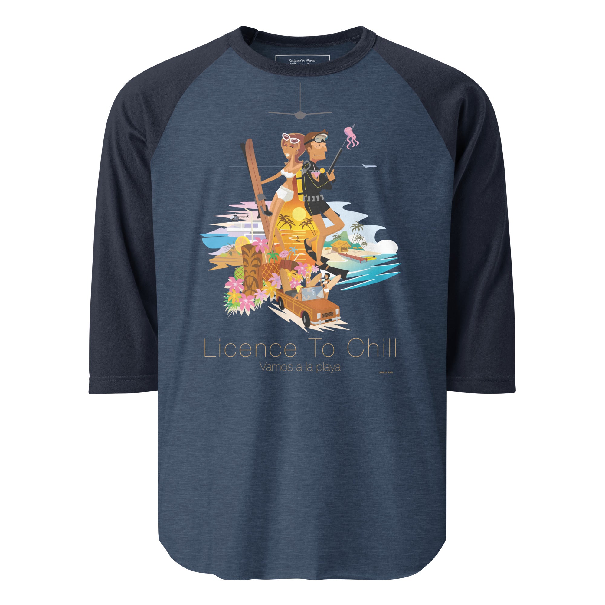 3/4 sleeve raglan t-shirt License to Chill Vamos a la Playa