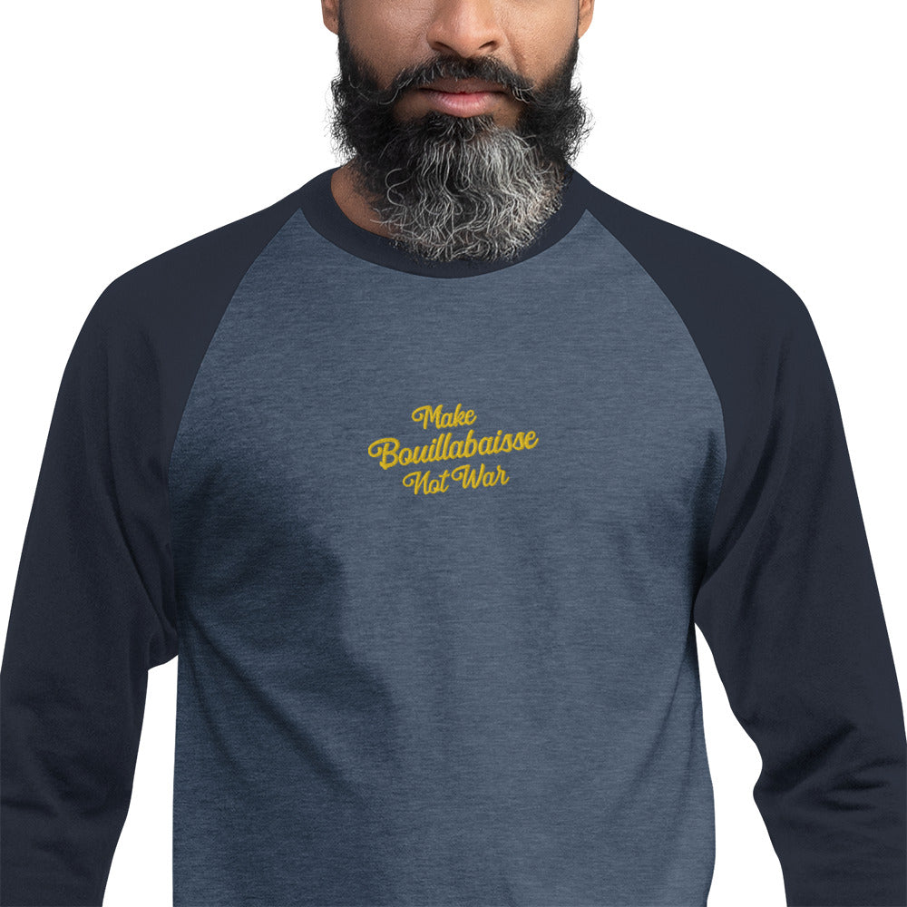 T-shirt à manches Raglan 3/4 Make Bouillabaisse Not War brodé gold