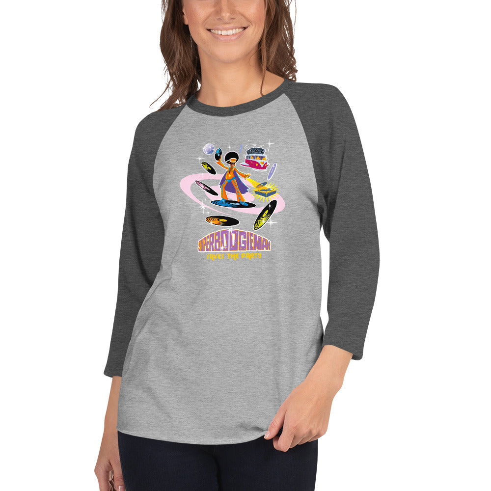 3/4 sleeve raglan t-shirt Superboogieman Saves the Party