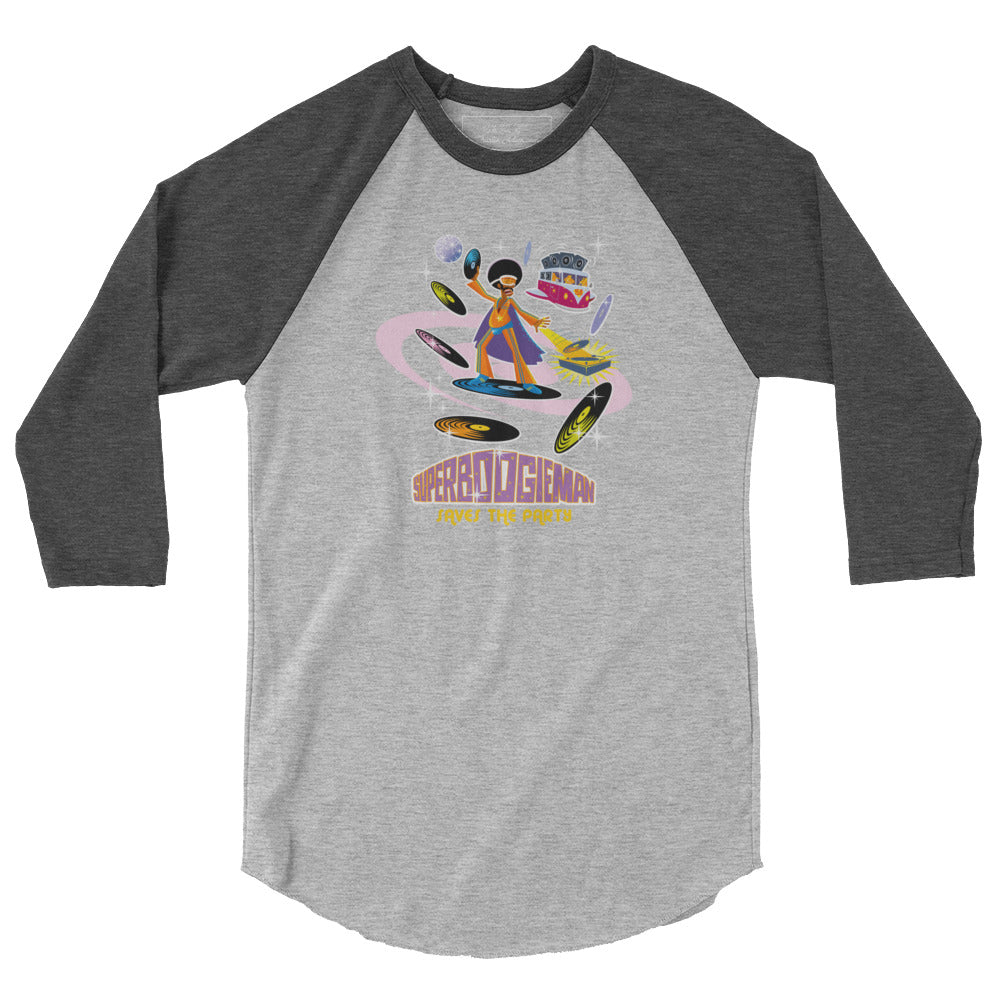 3/4 sleeve raglan t-shirt Superboogieman Saves the Party